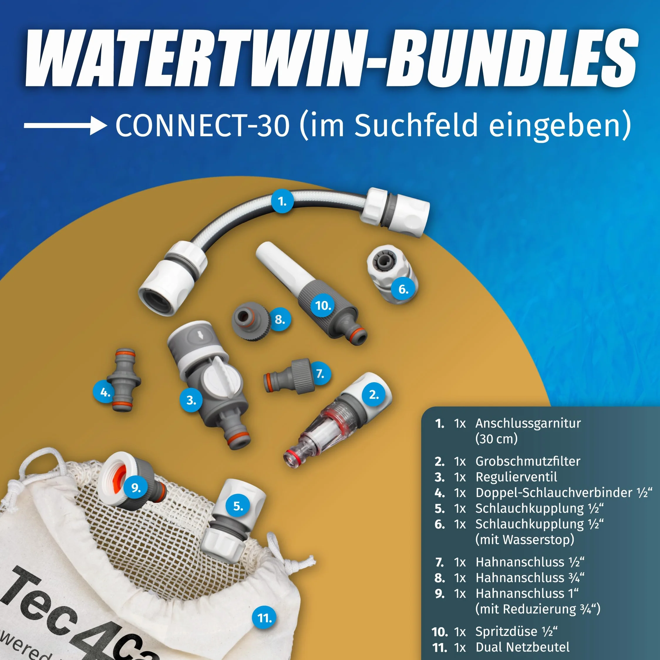 MaJoCompTec WATERTWIN adapter do napełniania wodą, adapter do zbiornika kompatybilny z przyłączem Gardena, akcesoria do pokrywy wlewu paliwa, do przyczep kempingowych, króćców napełniania (adapter 3