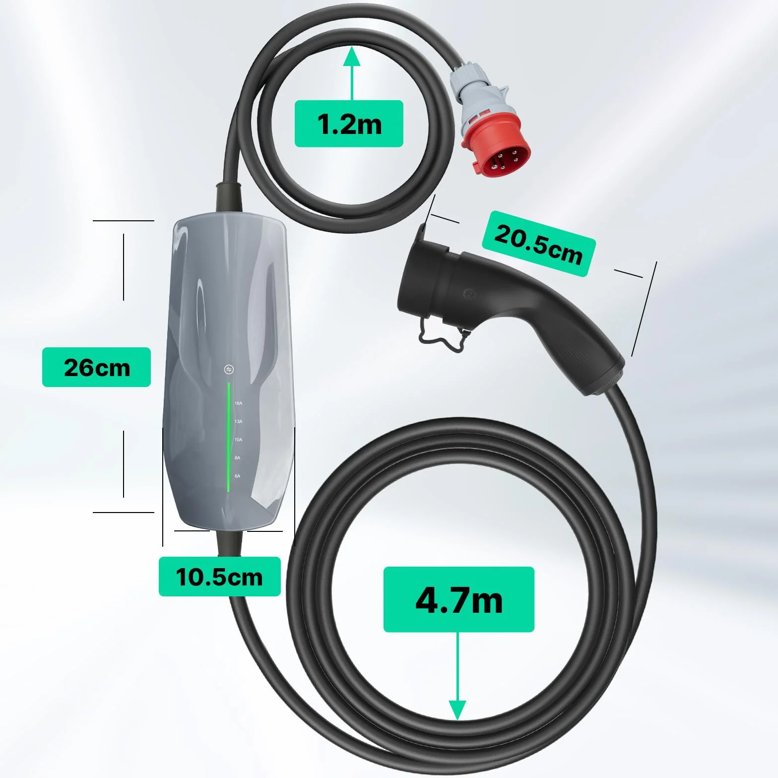 Kabel ładujący typu 2 11 KW EV ładowarka z wtyczką CEE trójfazowa mobilna stacja ładująca Wallbox EVSE IEC 62196-2 6 metrów