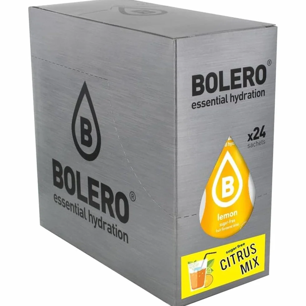 Bolero CITRUS MIX | 24x9g I Napój orzeźwiający bez cukru pudru ze stewią | Cytryna, mandarynka, limonka, pomarańcza, grejpfrut żółty, pomarańcza czerwona, lemoniada, tonik grejpfrutowy