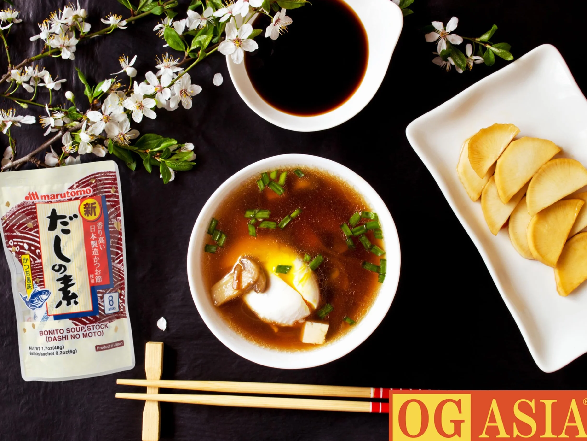 MARUTOMO Dashino Moto - 3-pak - japoński proszek Dashi 3-pak - porcjowane do zupy miso - autentyczny smak Umami - OG ASIA - 144 g