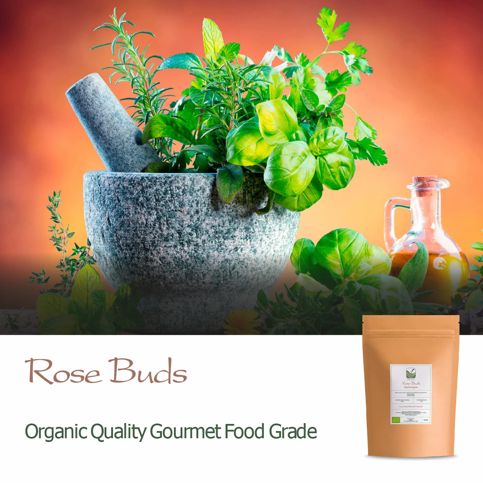 Damask Rose Bud Organic Dried Edible 100g