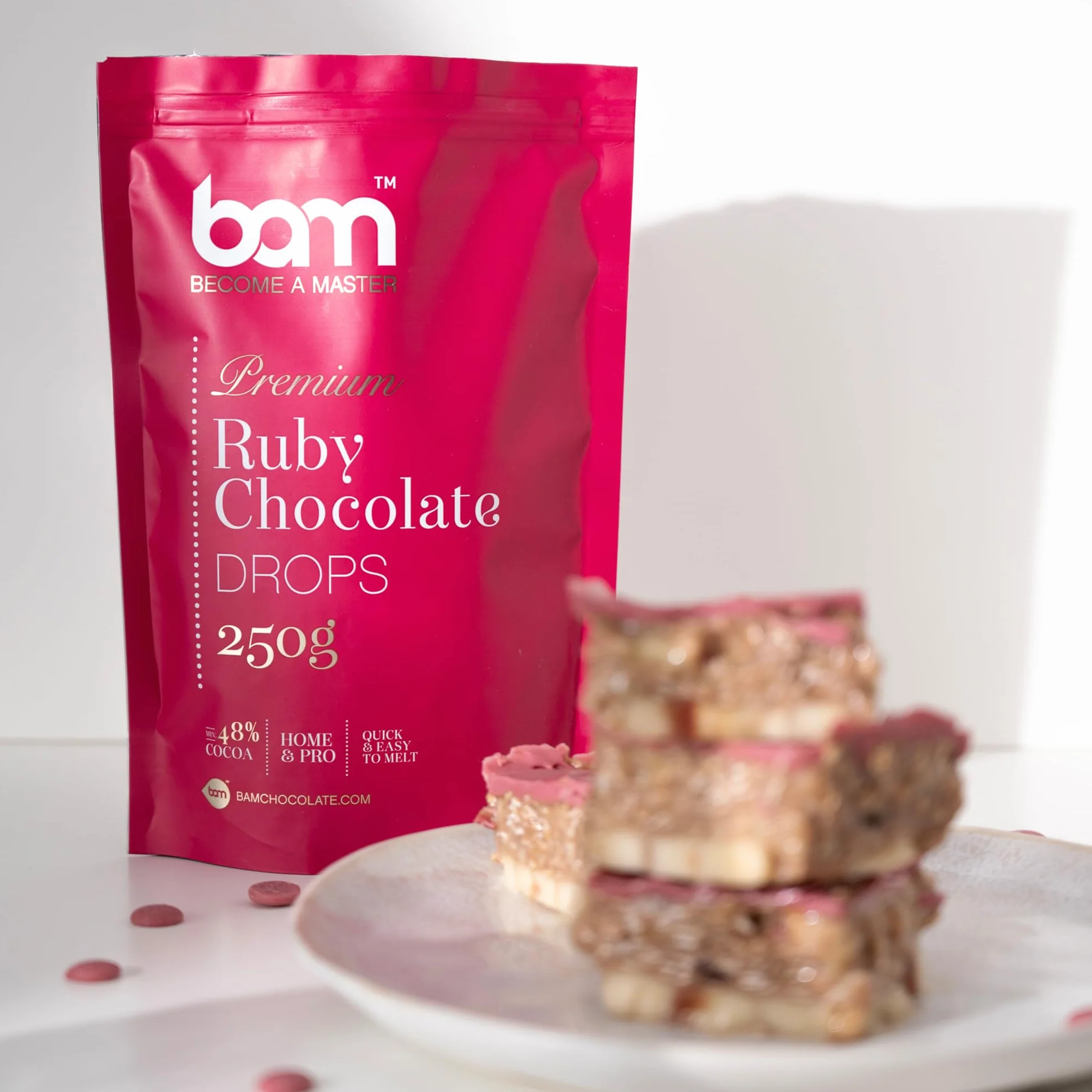BAM Ruby Premium Czekoladowe Dropsy do topienia 250 g