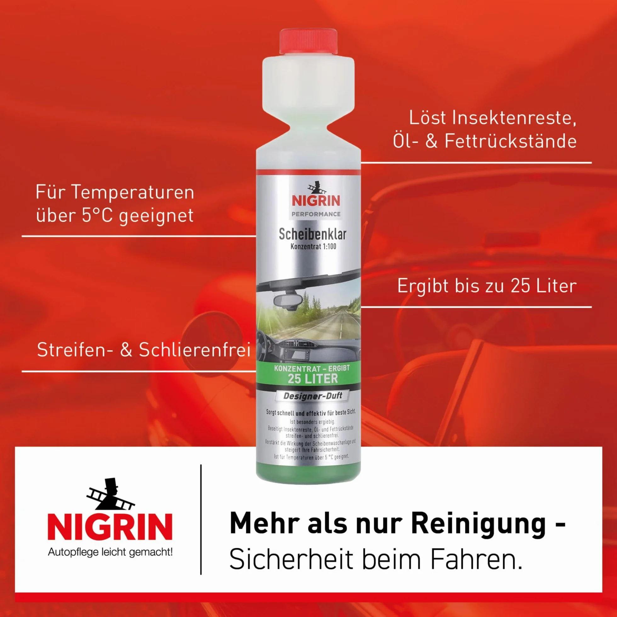 NIGRIN Scheibenklar koncentrat 1:100, 250 ml, bezbarwny