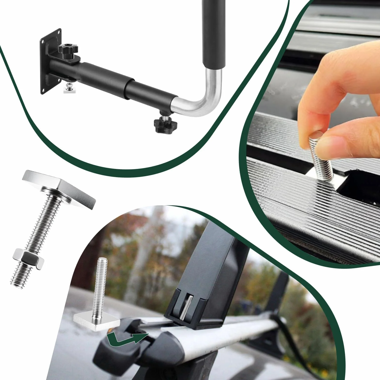 SWTYExt 6 sztuk adapterów w kształcie litery T, M6 x 35 mm, kompatybilne z bagażnikiem dachowym Thule M6, ze stali nierdzewnej, z nakrętkami, podkładki do bagażnika rowerowego, bagażnika dachowego 20