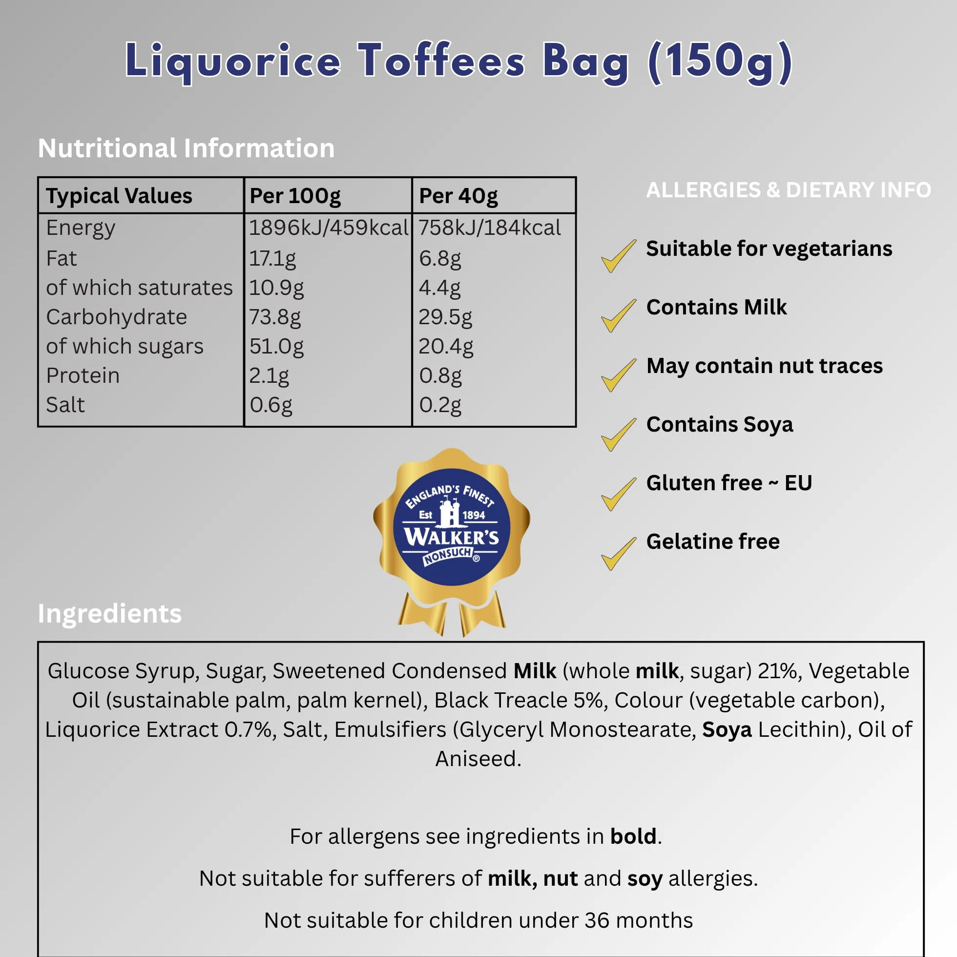 Walkers Nonsuch Lukrecja w luksusowym karmelu (150 g) - Opakowanie 2 szt