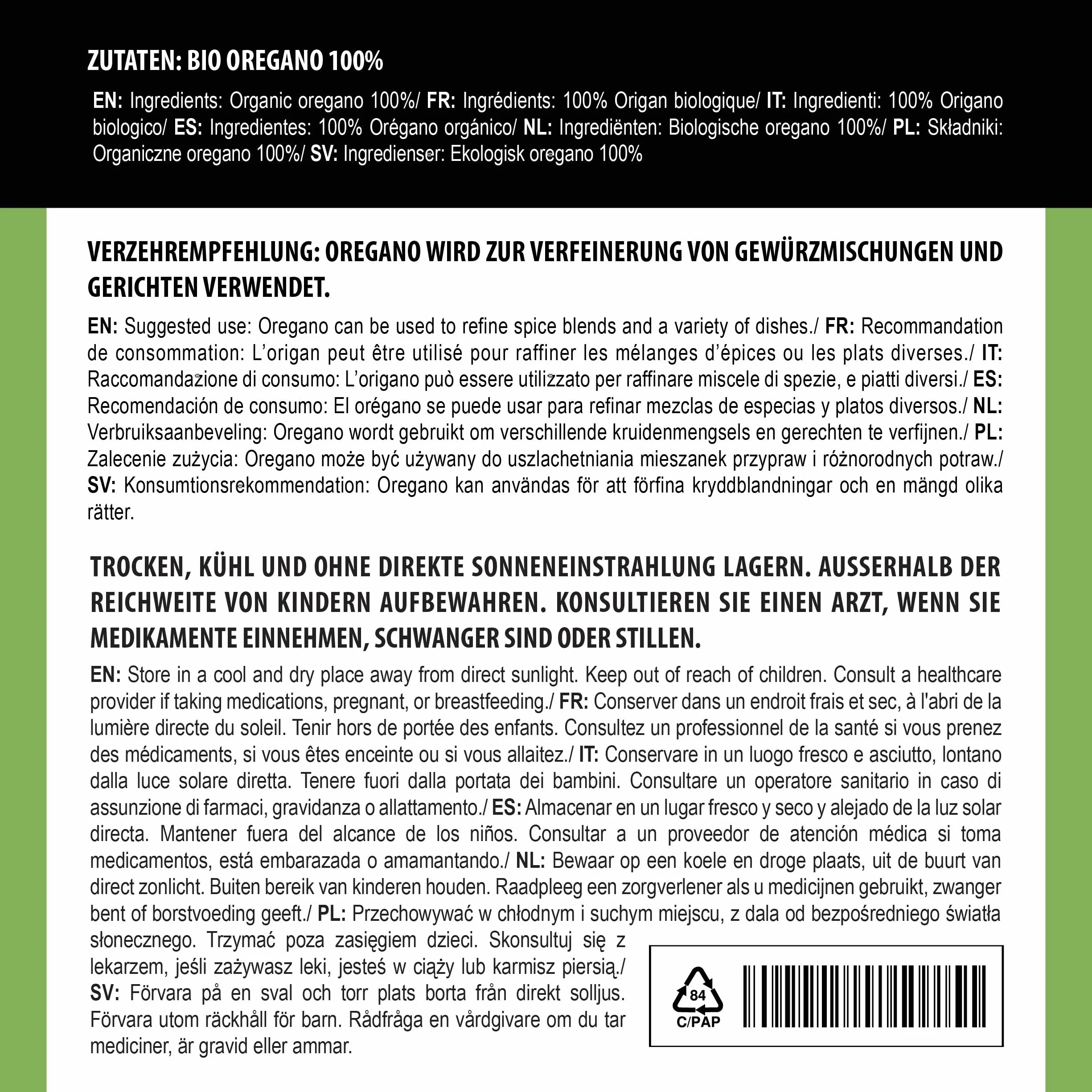 Alpi Nature Ekologiczne Suszone Oregano 125g, Tarte Oregano do Gotowania, Makaronu i Pizzy