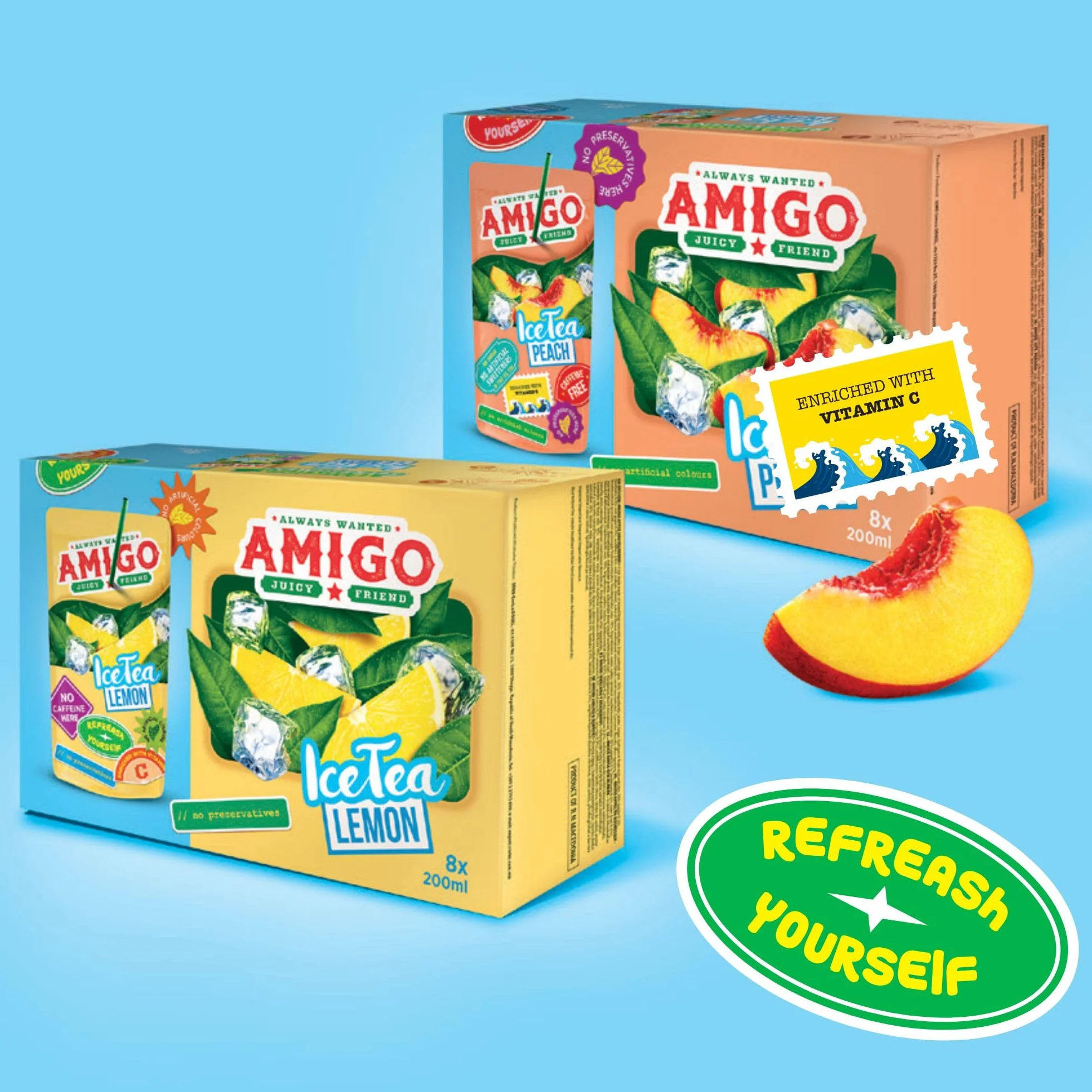 Amigo Juicy Friend sok owocowy dla dzieci ze słomką 8 szt