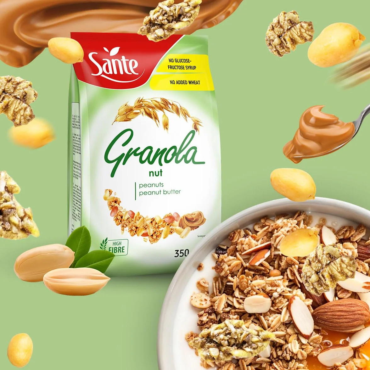 SANTE Granola Orzechowa 350g Chrupiące Musli Pełnoziarniste Płatki Owsiane