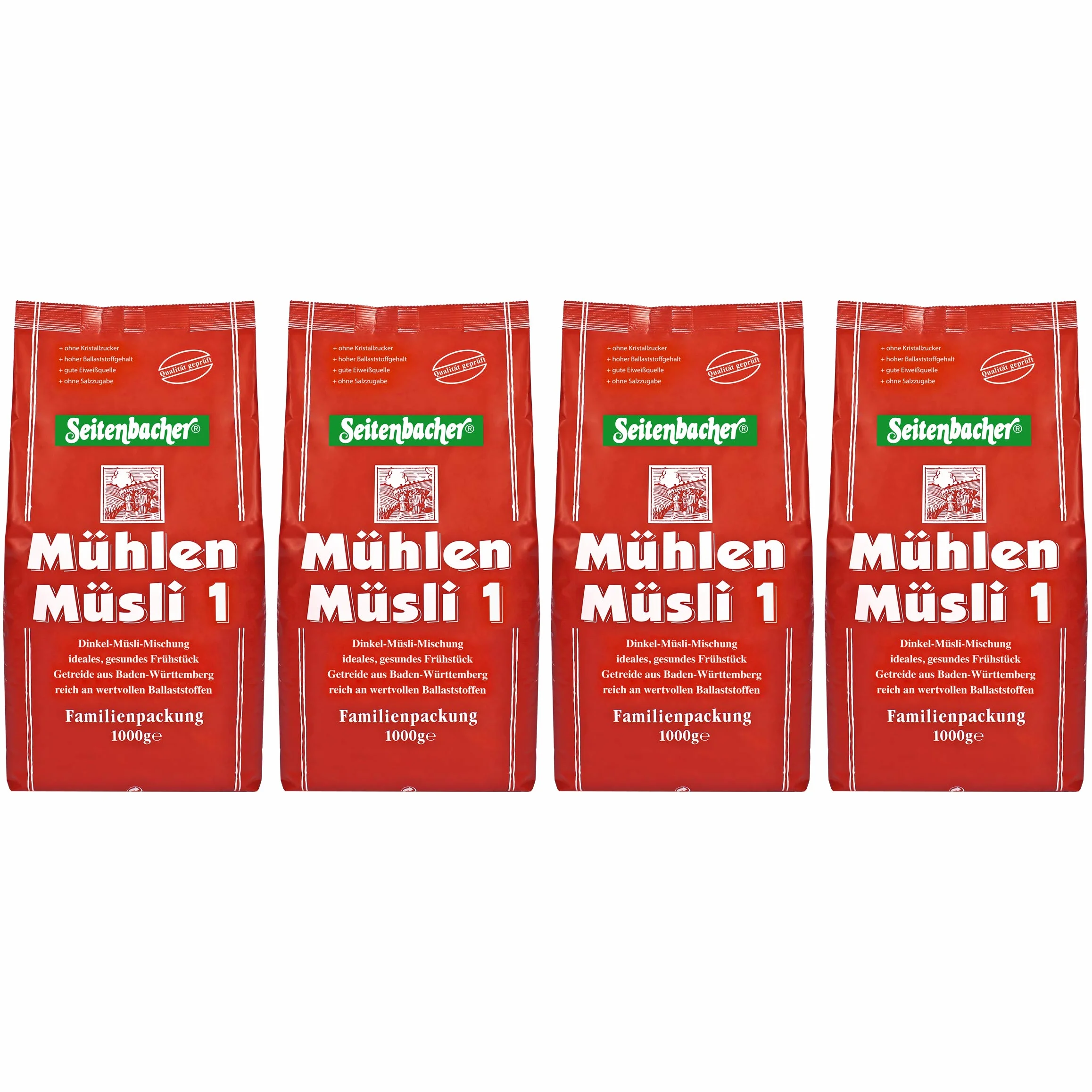 Seitenbacher Młynki do mielenia 1 (mieszanka orkiszu), 4 sztuki (opakowanie 4 x 1000 g)