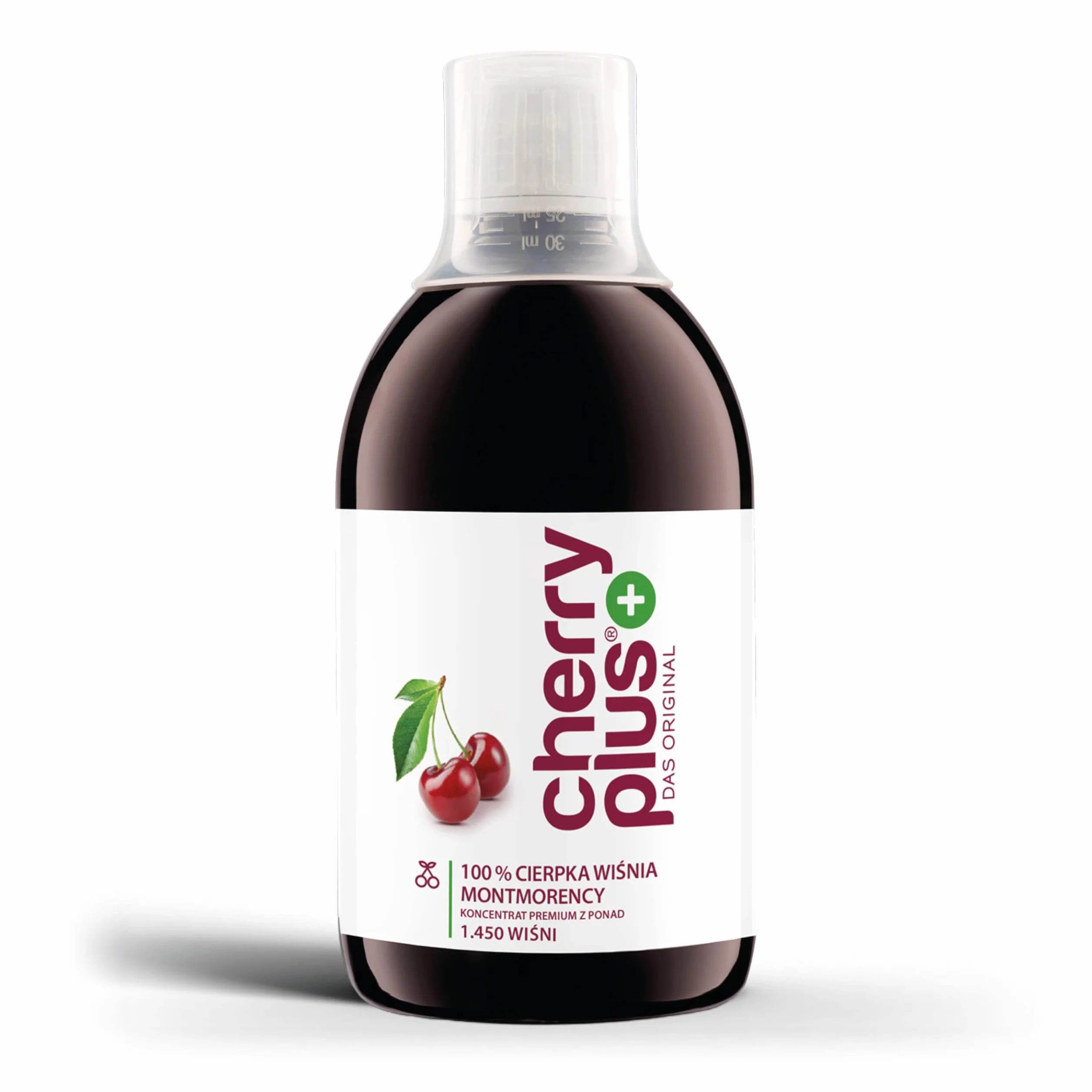 Cherry Plus koncentrat z czereśni Montmorency, Wysoko skoncentrowany (z soku bezpośredniego), Czysty, 500 ml