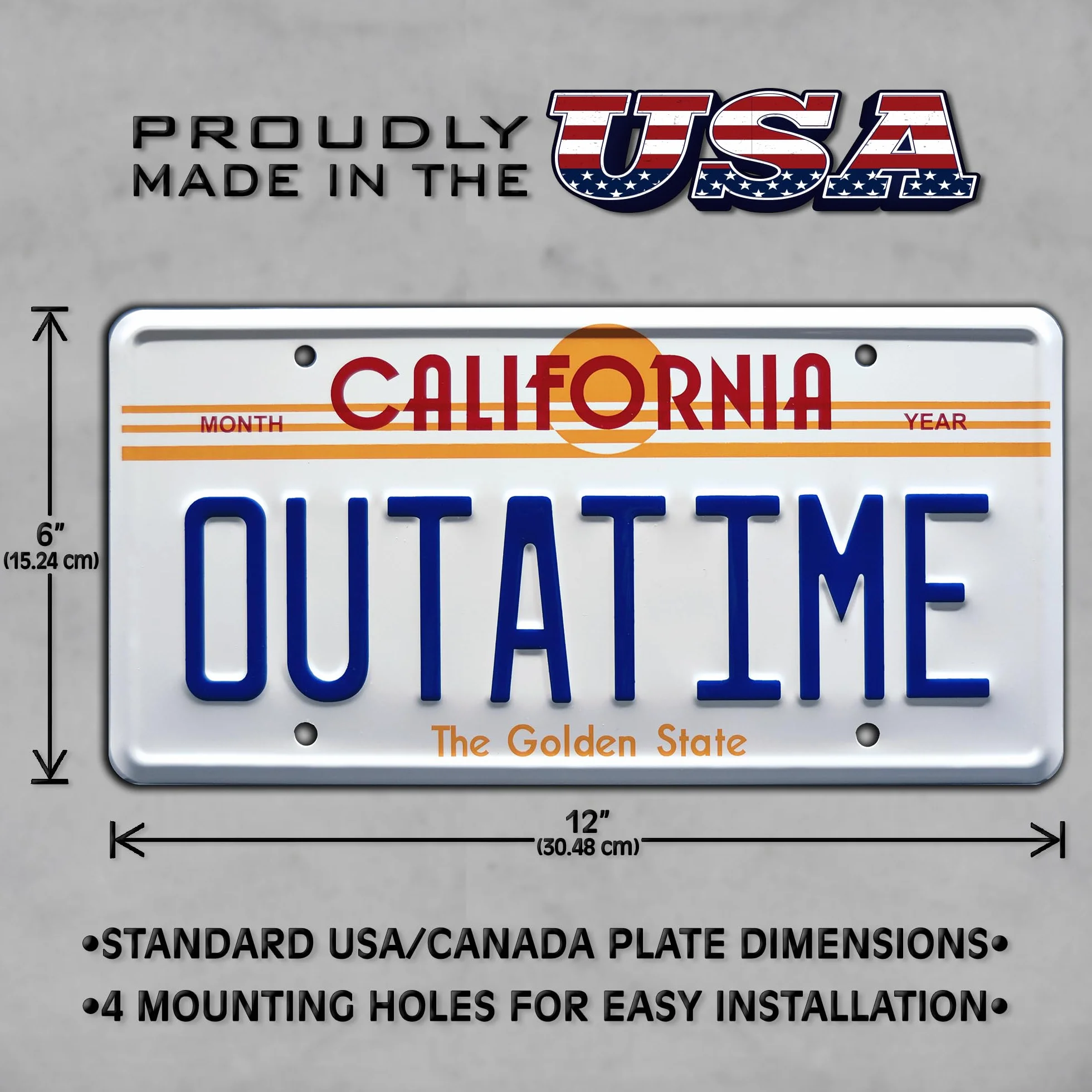 Celebrity Machines Back to The Future | Delorean | Outatime | Metal Stamped Vanity Prop License Plate