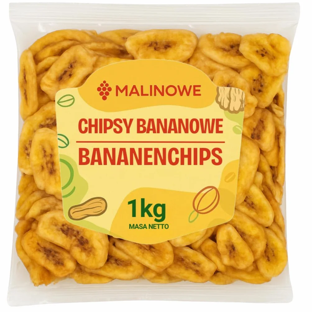 Malinowe CHIPSY BANANOWE 1kg Banany Suszone Jakość Premium