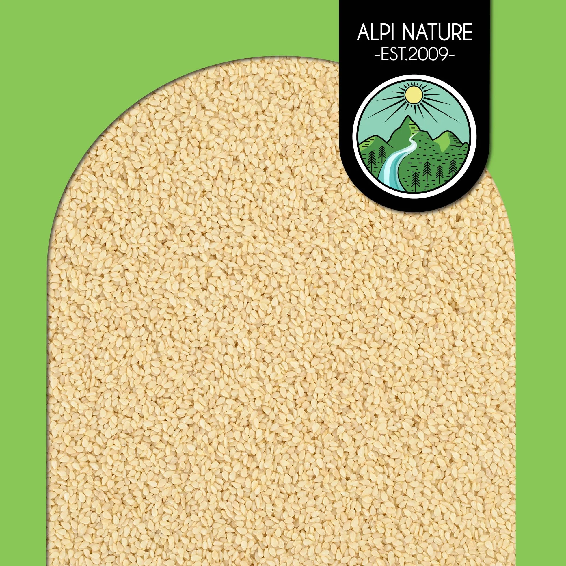 Alpi Nature Białe Nasiona Sezamu Łuskane 250g, Łuskane Białe Nasiona Sezamu, Bezglutenowe