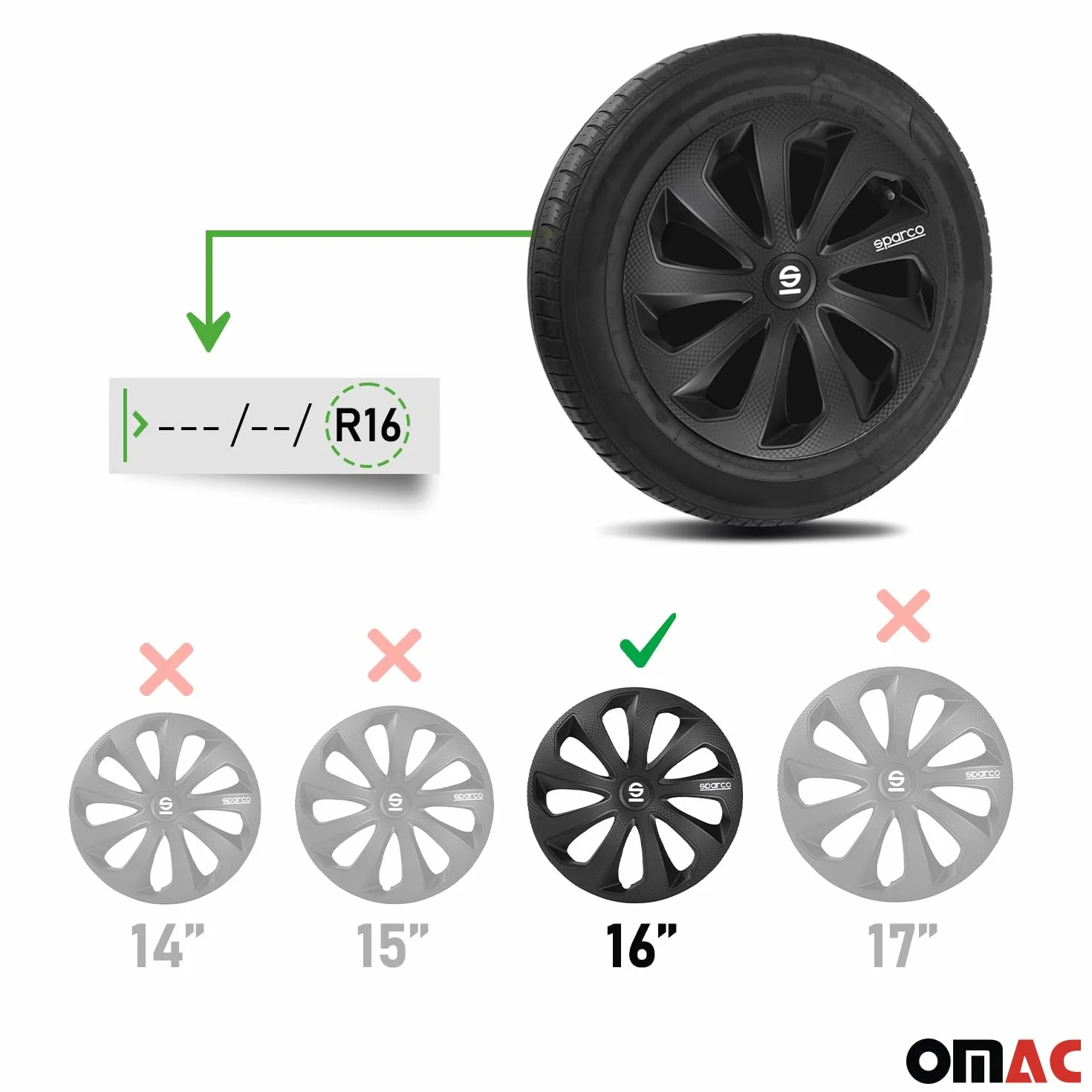 Zestaw Sparco osłony na koła Sicilia 40 cm czarny/węgiel