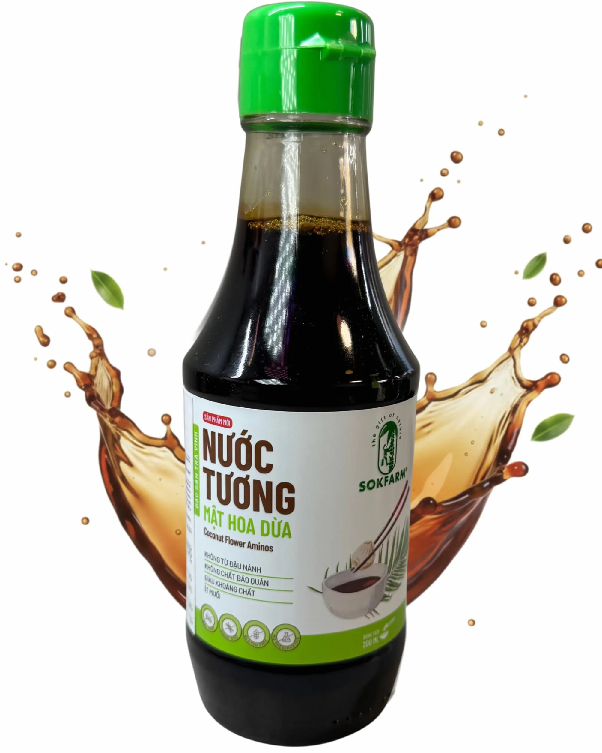 Sos kokosowy AMINOS – alternatywa dla sosu sojowego – wegański, bez glutenu, bez soi, butelka 200 ml