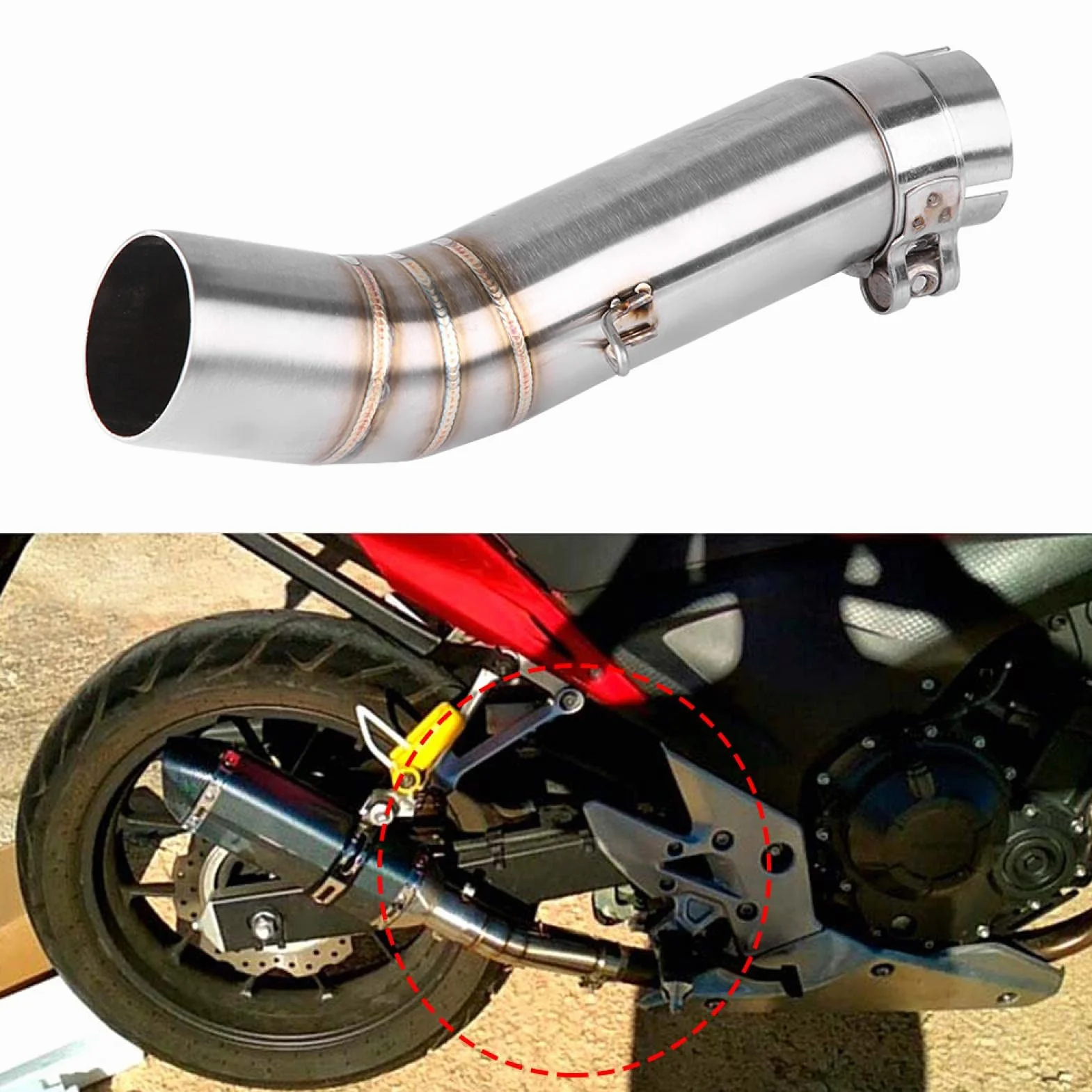 KIMISS Rura łącząca środkowa wydechu do CBR500R CB500X CBR500 CB500F