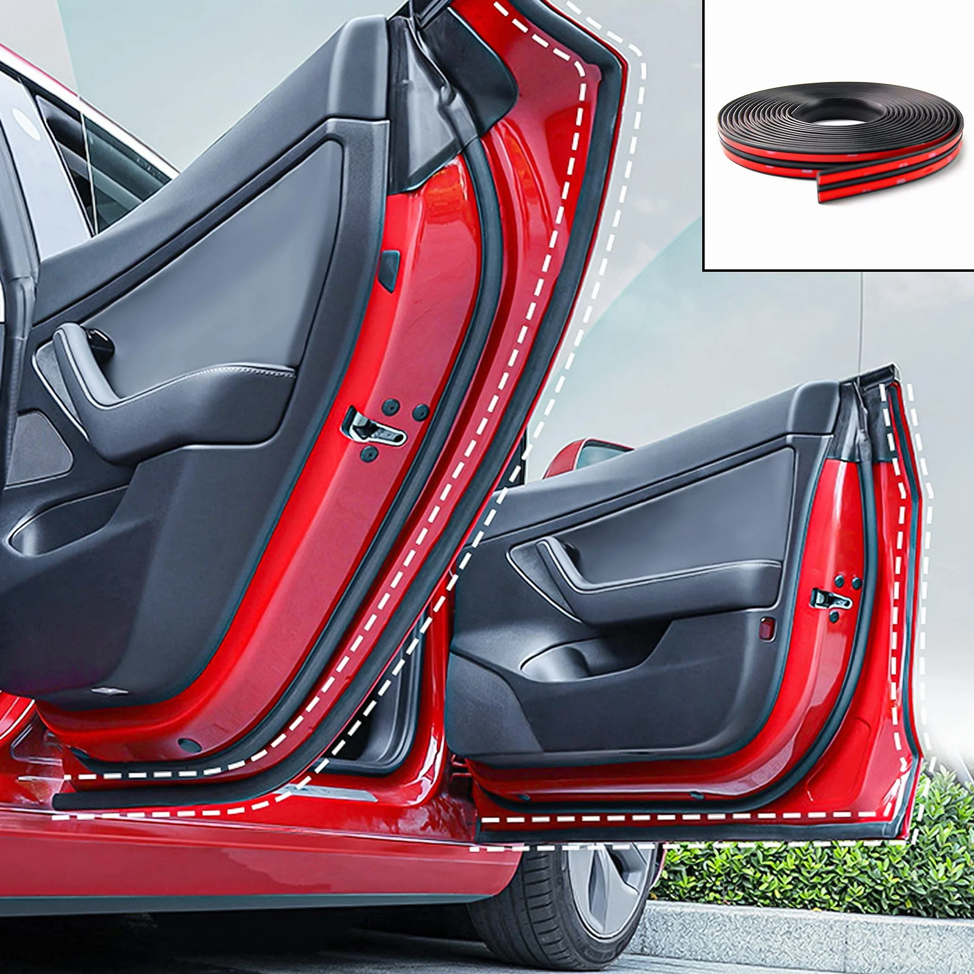 Arcoche Zestaw uszczelek do drzwi Tesla Model 3, automatyczna redukcja dźwięku, dźwiękoszczelna gumowa listwa, redukcja hałasu wiatru, listwa uszczelniająca do modelu 3