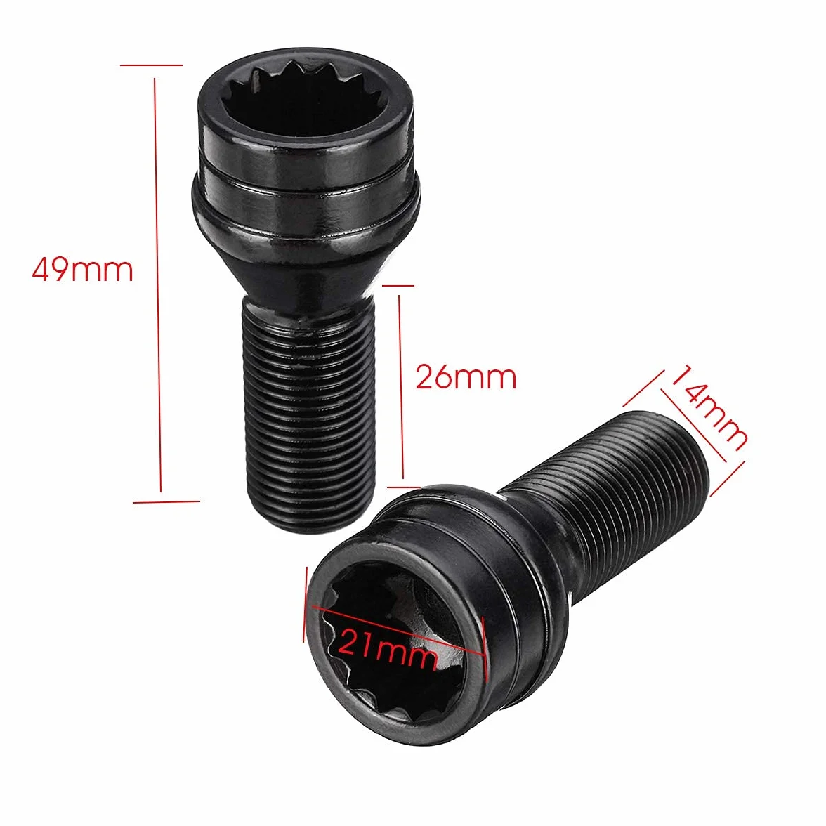 Viviance M14 x 1,25 Śruby blokujące koła Nakrętka uchwytu Czarny + Klucz do BMW Mini R54 R55 R56 R57 R58 R59 R60 F55 F56 F57 BMW 1 2 3 4 5 6 7 Series X1 3 5 6 6