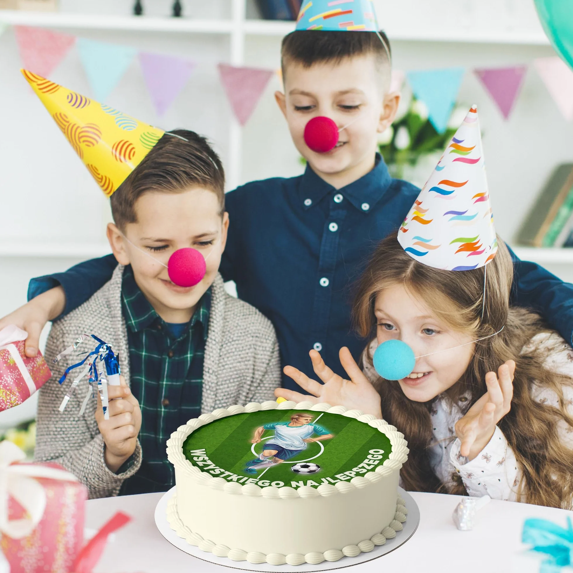 J&M DECO Opłatek na tort Piłka Nożna Ø20 cm jadalna dekoracja piłkarska topper tortowy futbol bezglutenowy wegański