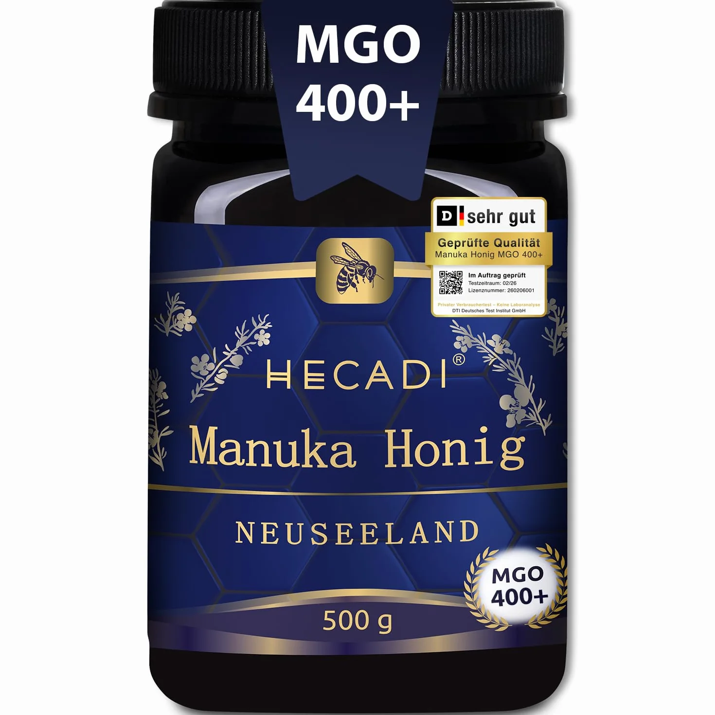 Miód Manuka 400+ MGO Oryginalny Miód z Nowej Zelandii I z certyfikowaną i gwarantowaną zawartością MGO 500g