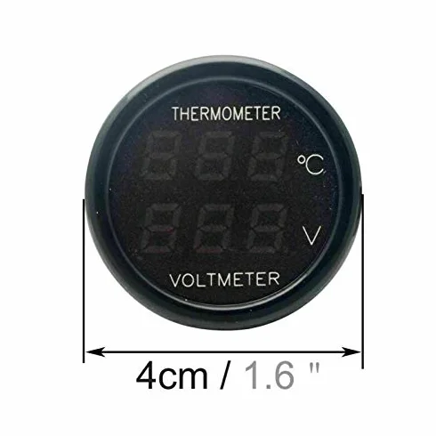 Woltomierz i termometr 2 w 1, DC 12 V 24 V LED zapalniczka samochodowa podwójny termometr cyfrowy, woltomierz, cyfrowy wyświetlacz baterii, miernik temperatury, monitor, miernik temperatury