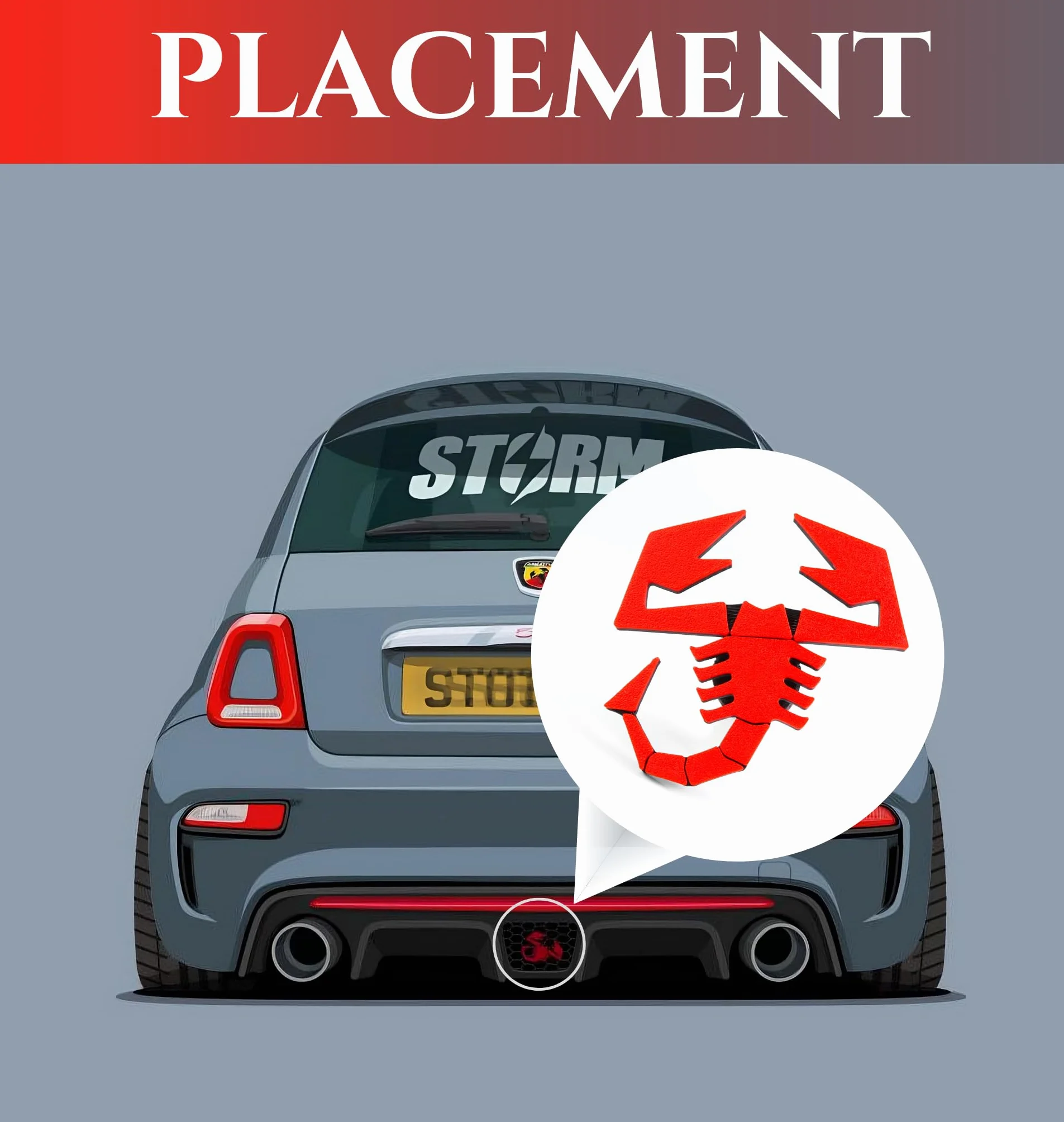 Akcesoria Logo Scorpio dla Abarth 500/595/695, Odznaka do tylnego dyfuzora, herb do siatki Fiat, odznaka wysokiej jakości i trwałości