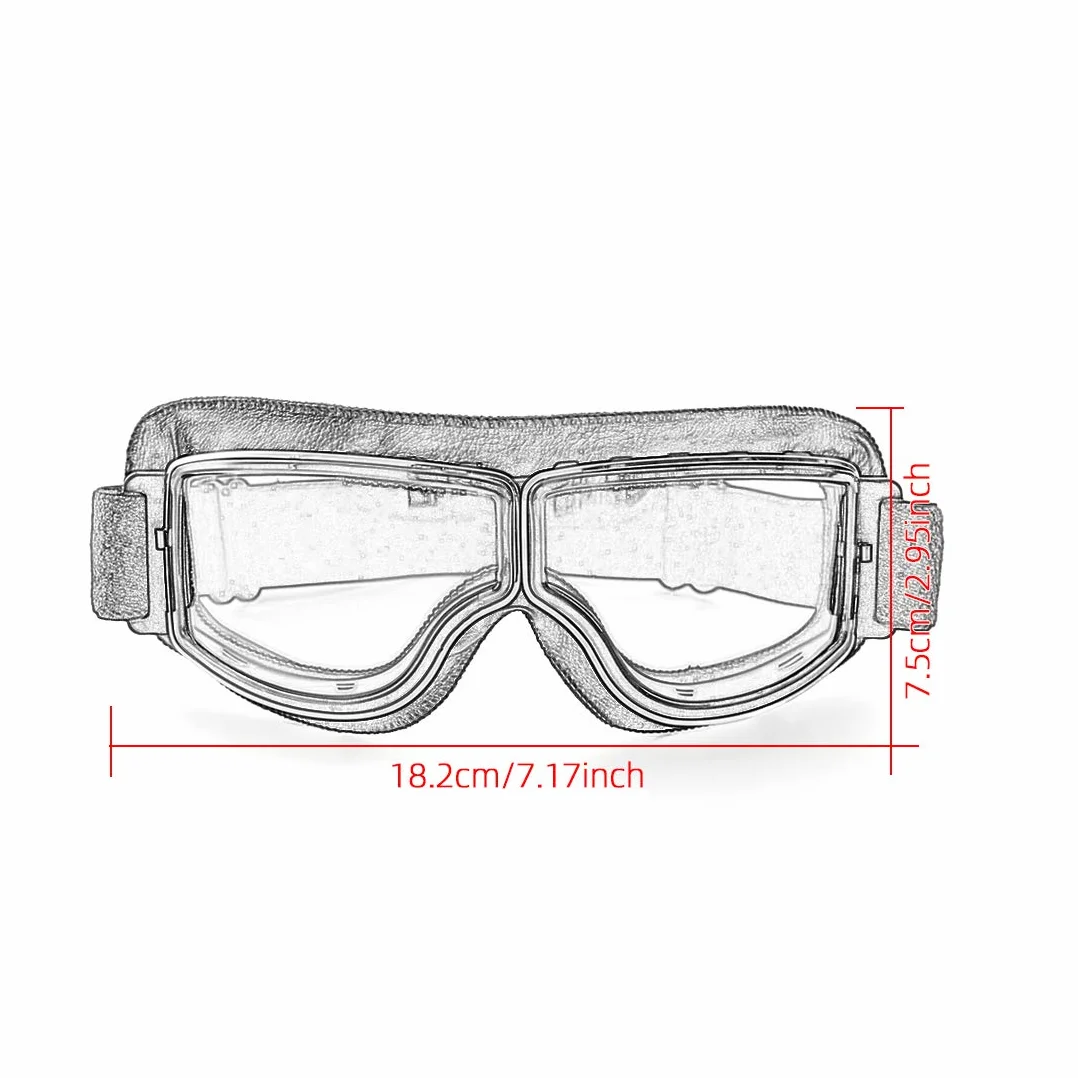 Okulary motocyklowe ze skóry PU okulary sportowe retro okulary rowerowe do ATV Bike Motocross okulary ochronne