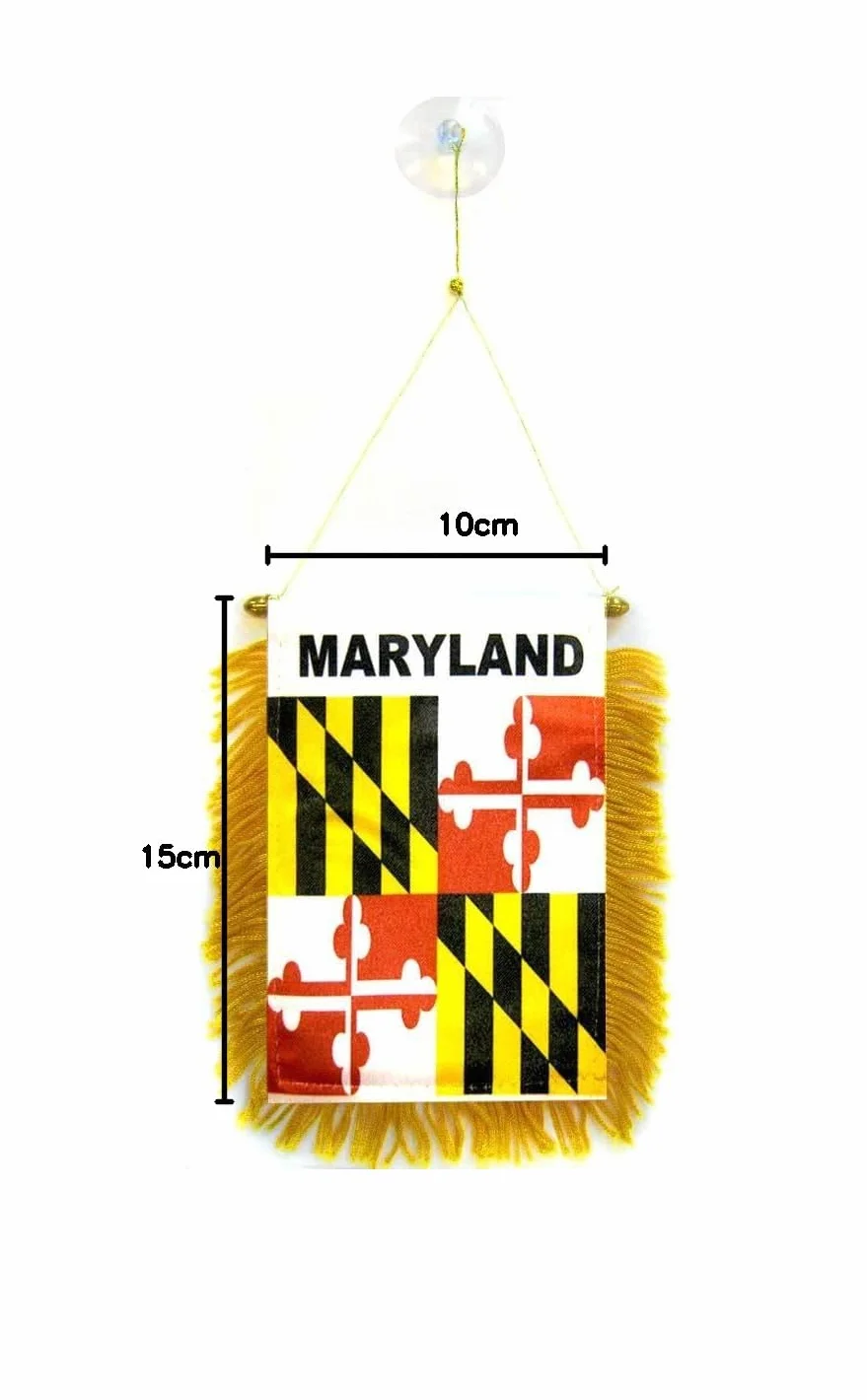 Proporczyk Maryland 15x10cm - Mini flaga stanu USA - USA - Stany Zjednoczone 10 x 15 cm specjalny samochód - Baner - AZ FLAG