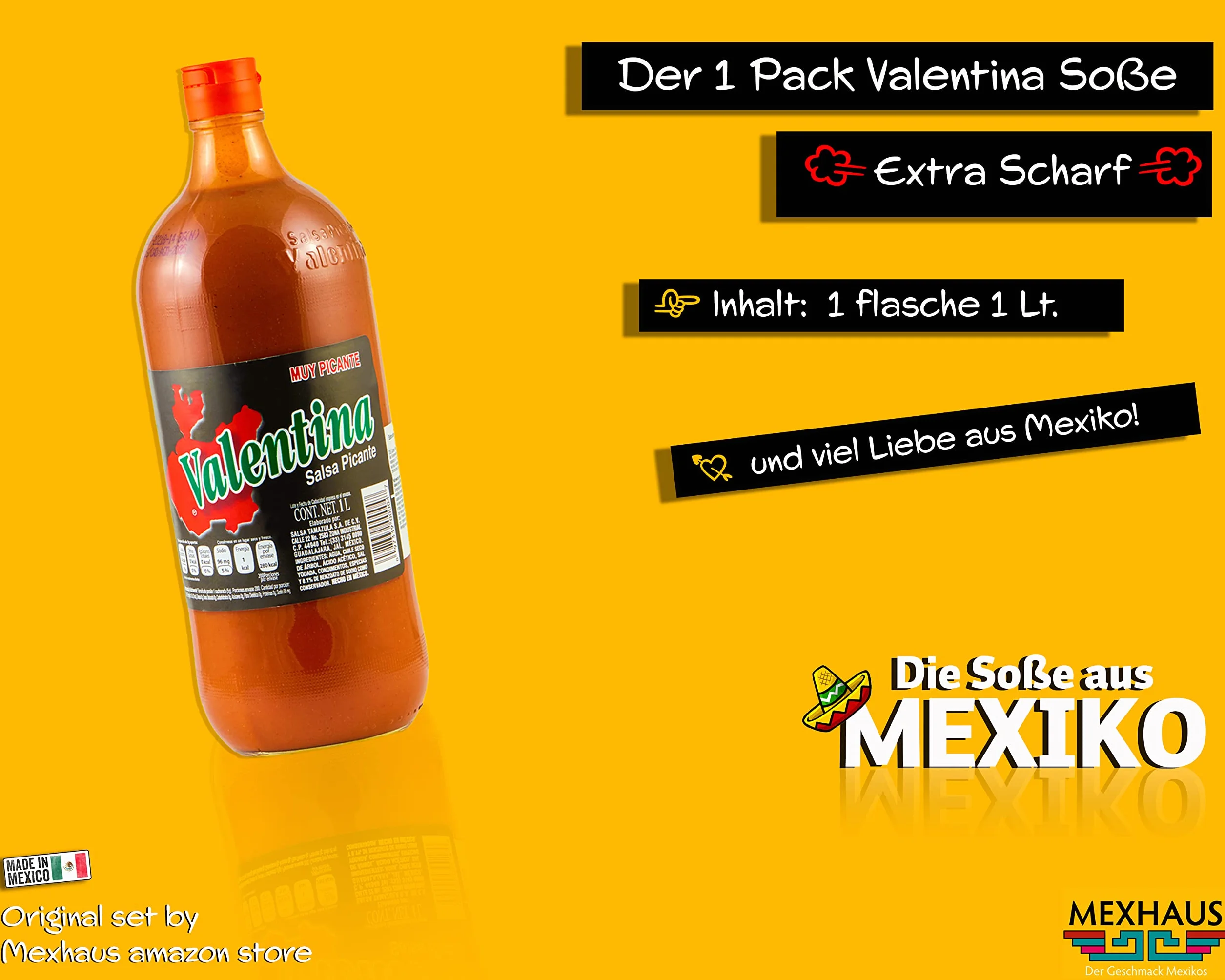Mexhaus Viva México Collection Valentina ostry sos Mexican Hot Spicy 1 l bezglutenowy