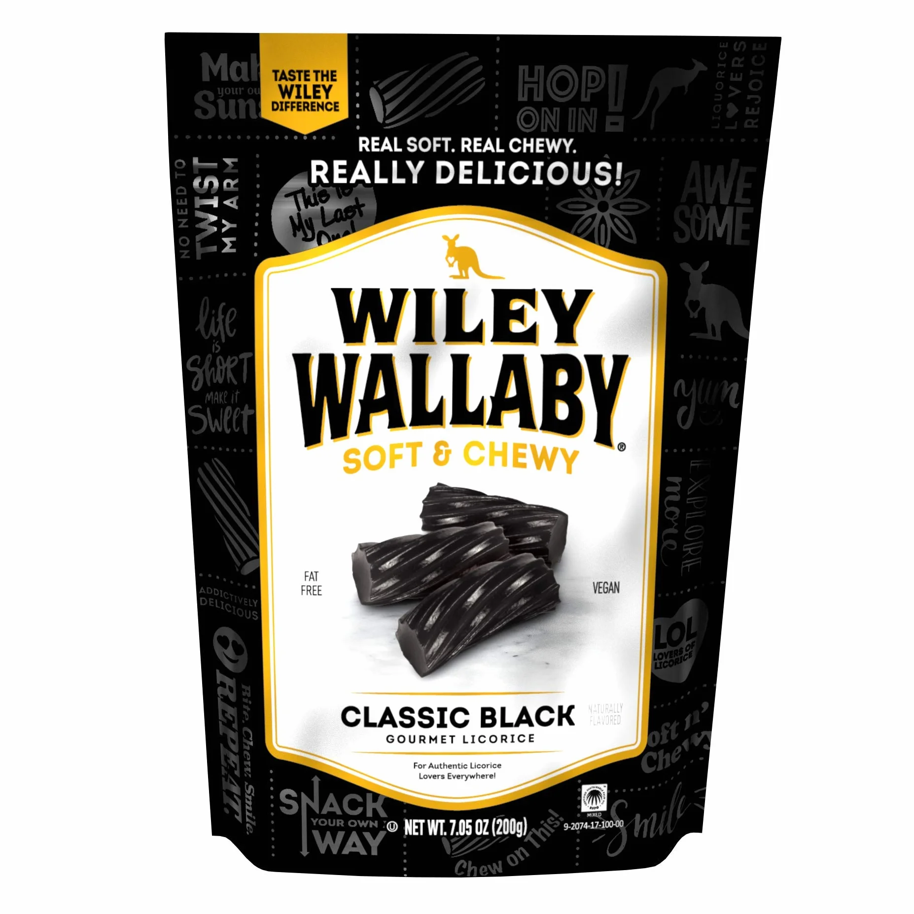 Wiley Wallaby Wegańska czarna lukrecja, 200 g