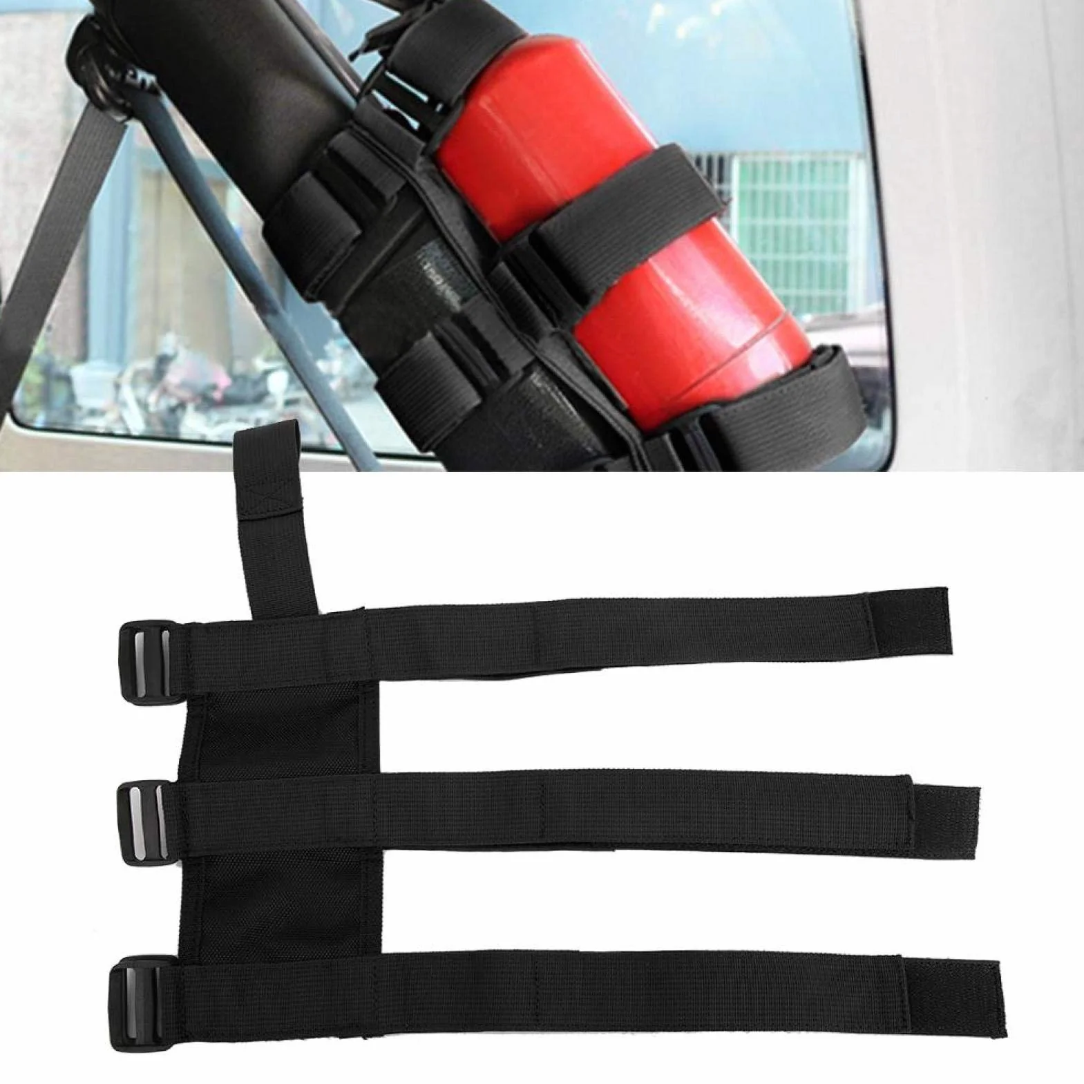 Pasek gaśnicy samochodowej regulowany uchwyt mocujący do Jeep Wrangler TJ YJ JK CJ (Black)