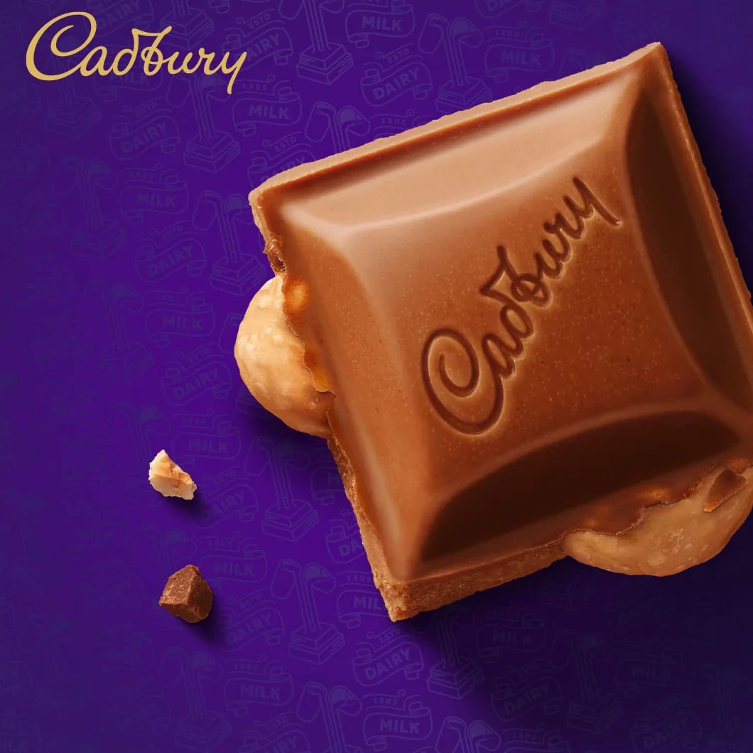 Cadbury Cała czekolada Dairy Milk – kremowa czekolada mleczna z całymi kawałkami orzecha laskowego, 180 g