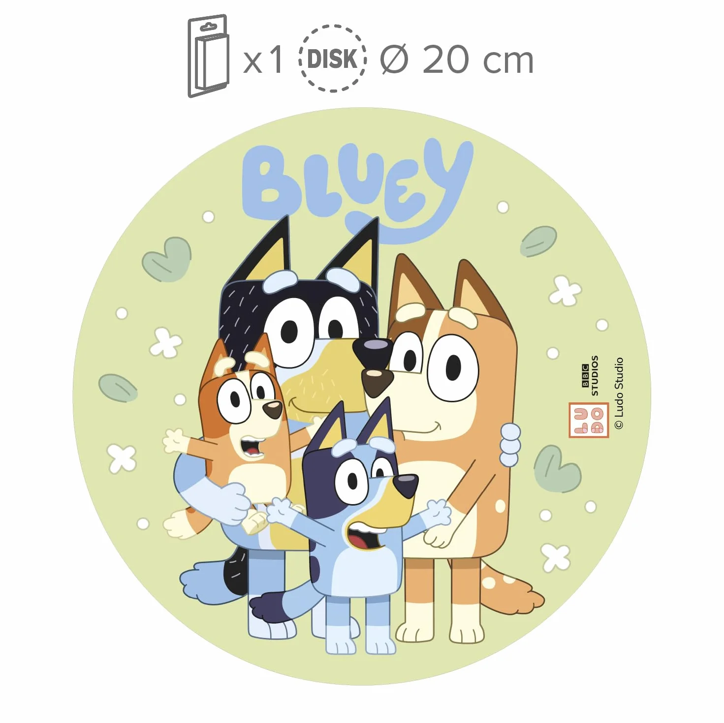Dekoracja na Tort Bluey z Papieru Jadalnego 20 cm, Bluey i Bingo, Urodzinowa dla Dzieci