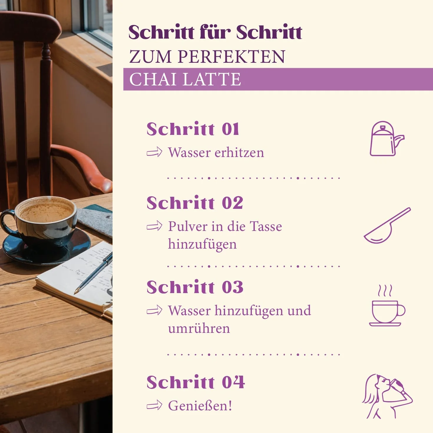 HEARTS Chai Latte natychmiastowa herbata mleczna w proszku 1 kg, 60 filiżanek