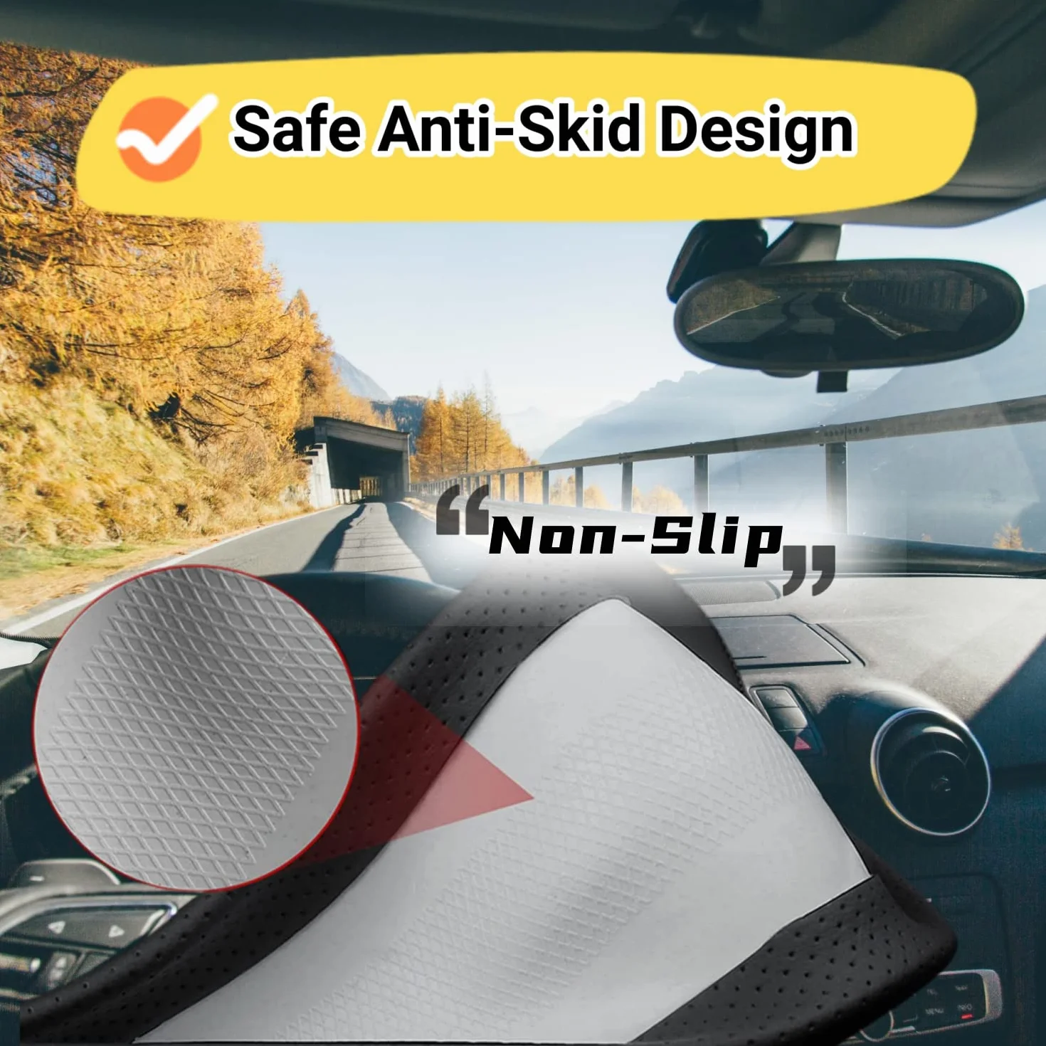 Car Steering Wheel Cover Compatible with Toyota Camry 2025 2024 1983-2023 Year, Breathable Premium Leather, Anti-Slip Design, B-Style