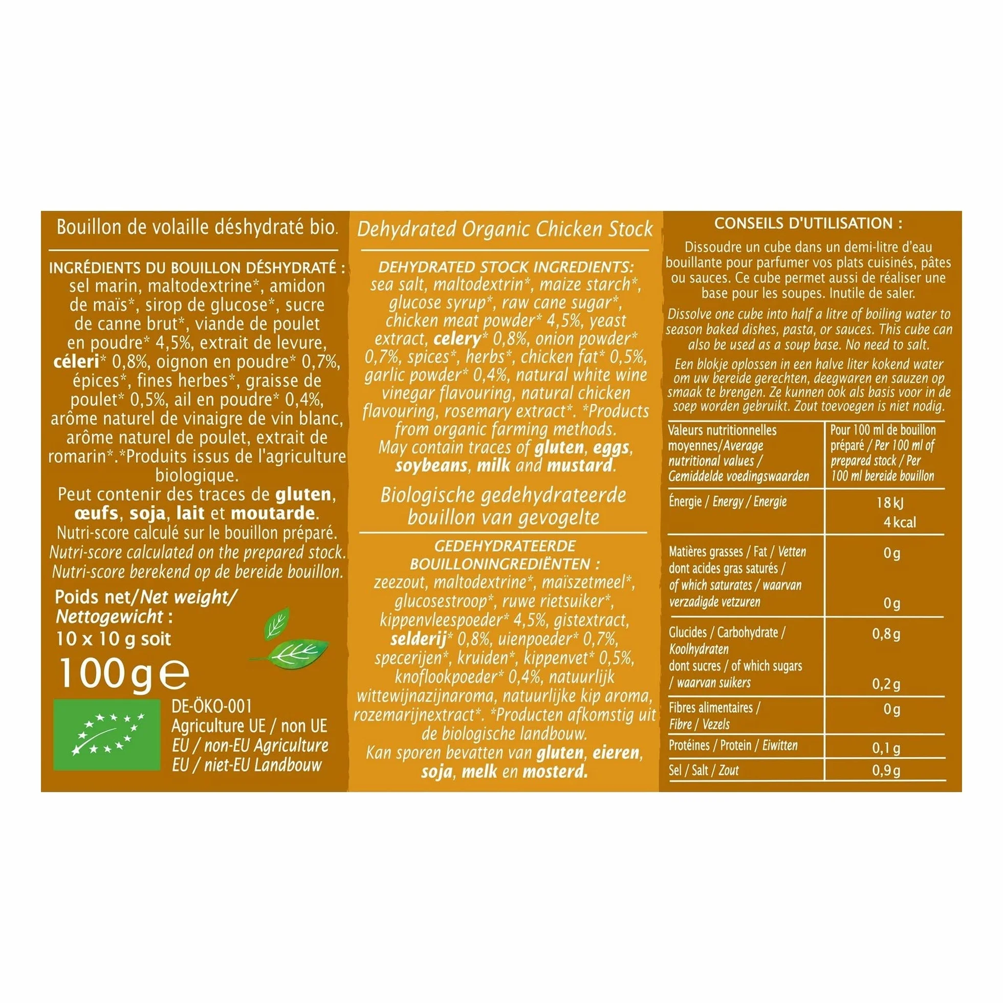 Ogród Bio Bouillon Cube Volaille Dégraissé 100 g
