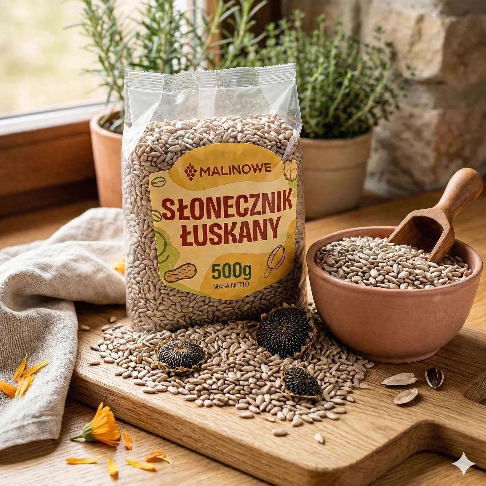 Malinowe SŁONECZNIK ŁUSKANY 500g Nasiona słonecznika Wysoka Jakość