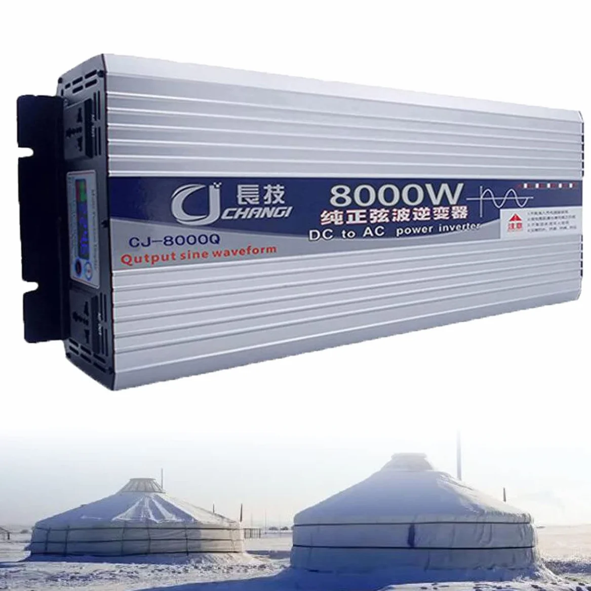 Falownik sinusoidalny 6000W/8000W/10000W/12000W przetwornica napięcia 12V 24V 48V 60V 72V 230V z 2 gniazdami EU i kolorowym wyświetlaczem,8000W-12V