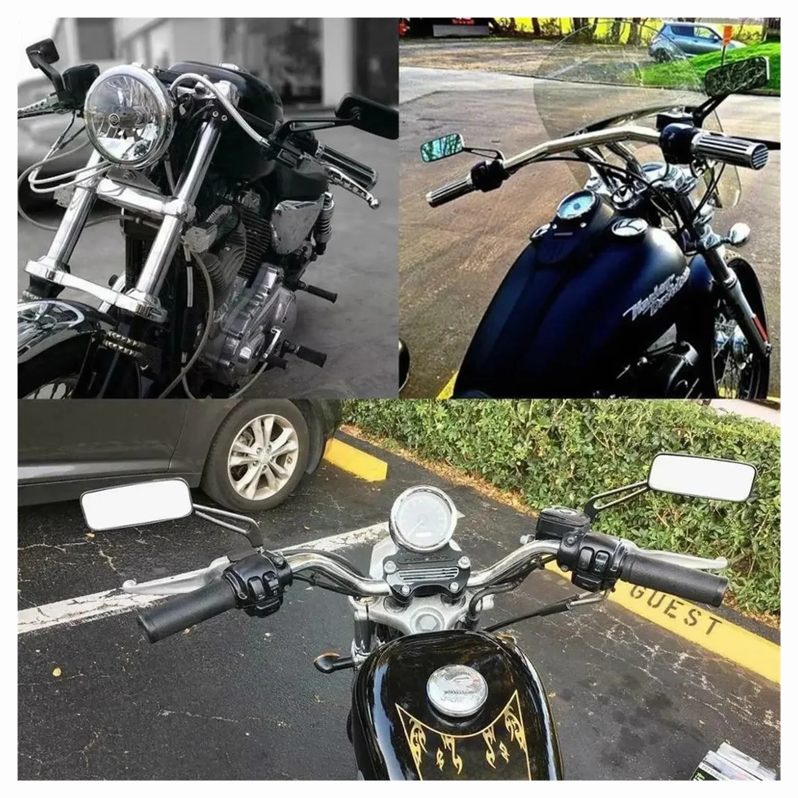 Para 8mm 10mm Lusterka Boczne Motocykla, Kompatybilne Z Kawasaki, Vulcan VN 800 900 1500 1600 1700 2000(Plating)