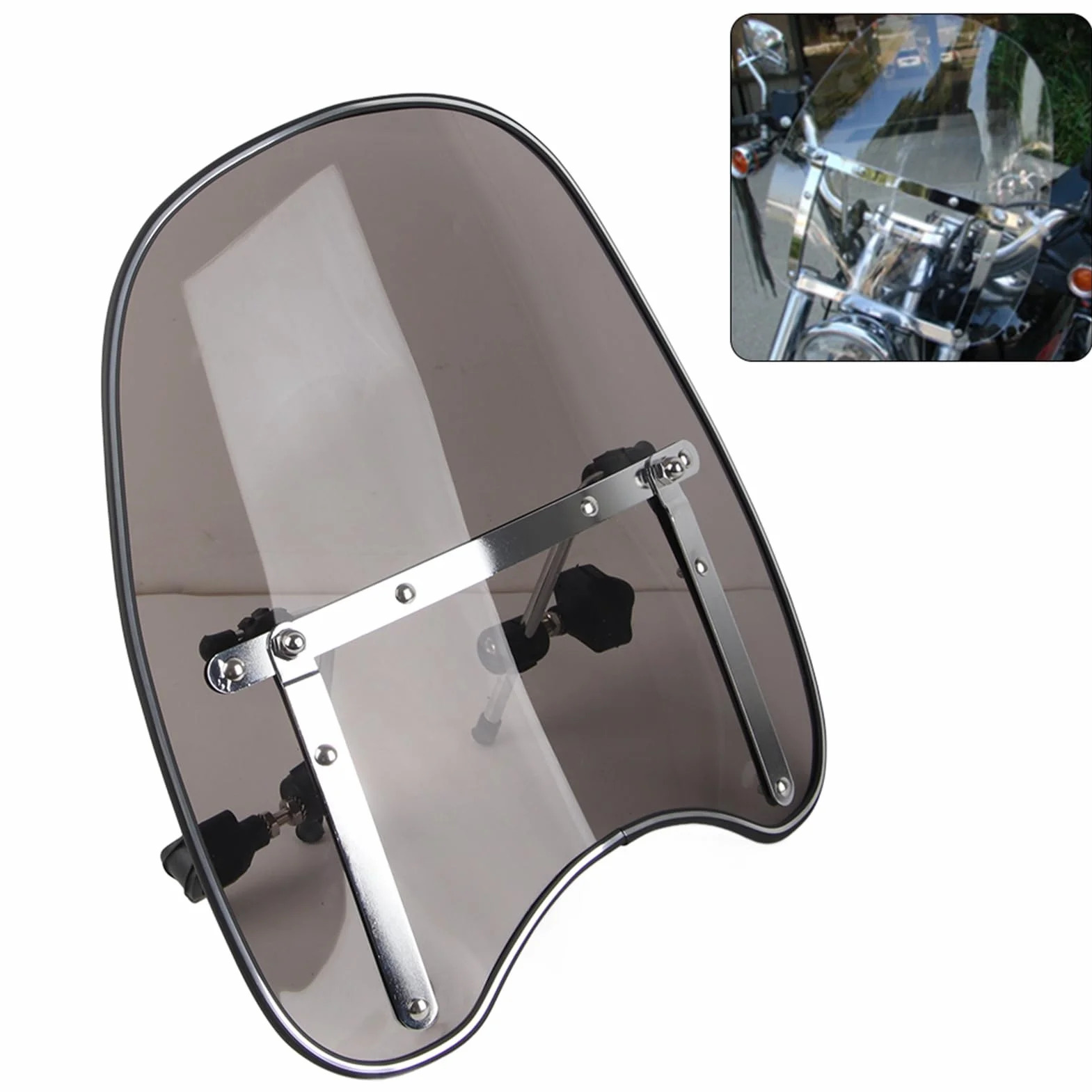 Przednia szyba motocyklowa uniwersalna 22-25mm montaż na kierownicy deflektora wiatru motocykla przednia szyba motocykla owiewka przedniej szyby materiał ABS przednia szyba motocykla spojler (dymna)