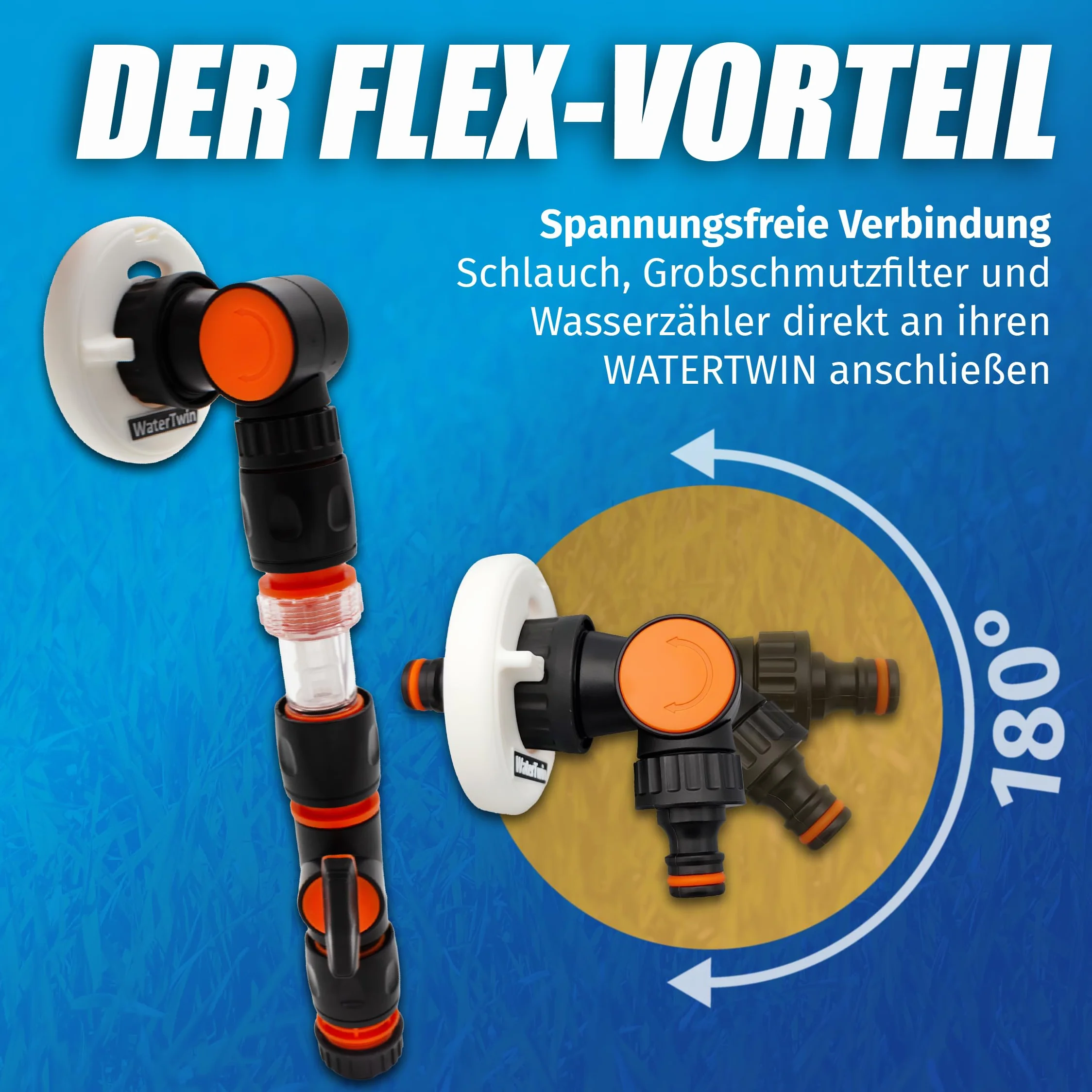 MaJoCompTec® WATERTWIN adapter do zbiornika na wodę | kompatybilny z Gardena | zawór odcinający filtru wody z przyłączem do kranu | akcesoria do króćca napełniania zbiornika na wodę do samochodów
