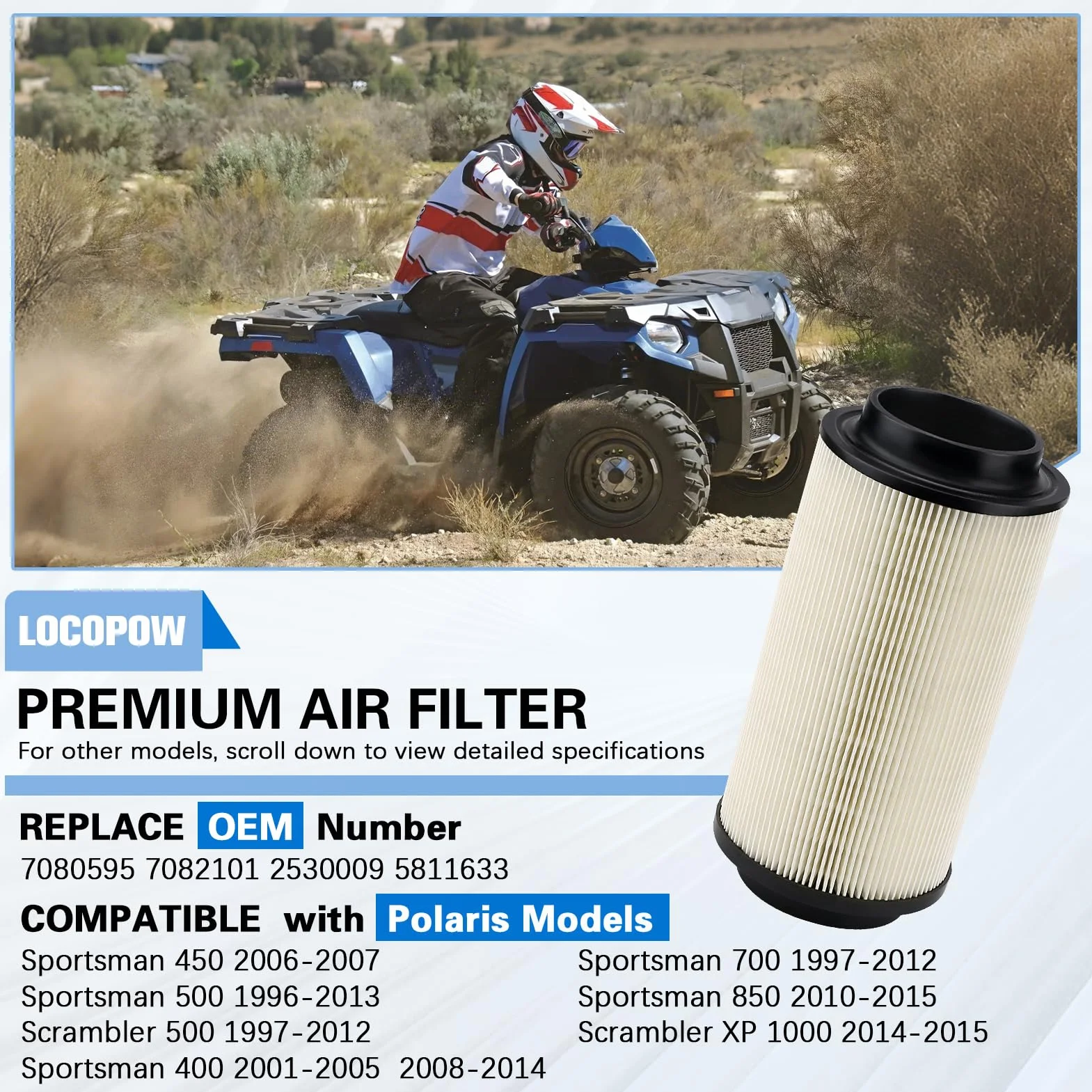 7080595 7082101 filtr powietrza do Polaris Sportsman 335 400 450 500 550 / Scrambler XP 850 1000 Trail Boss 325 330 Xpedition 325 425 Ranger 500