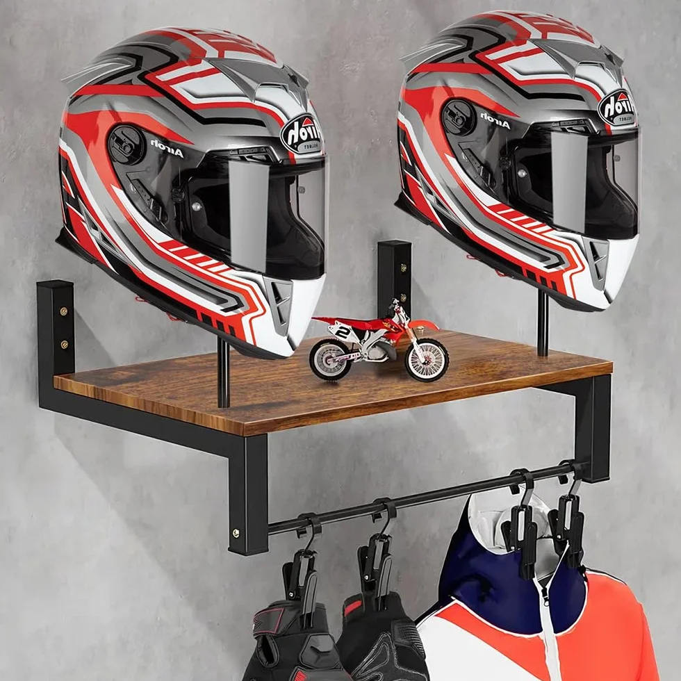 Uchwyt na kask ścienny, uchwyt na kask z 4 haczykami na rękawiczki motocyklowe, uchwyt na kask motocyklowy, uchwyt na kask motocyklowy z podpórką na płyty, organizer do prezentacji, do kasku