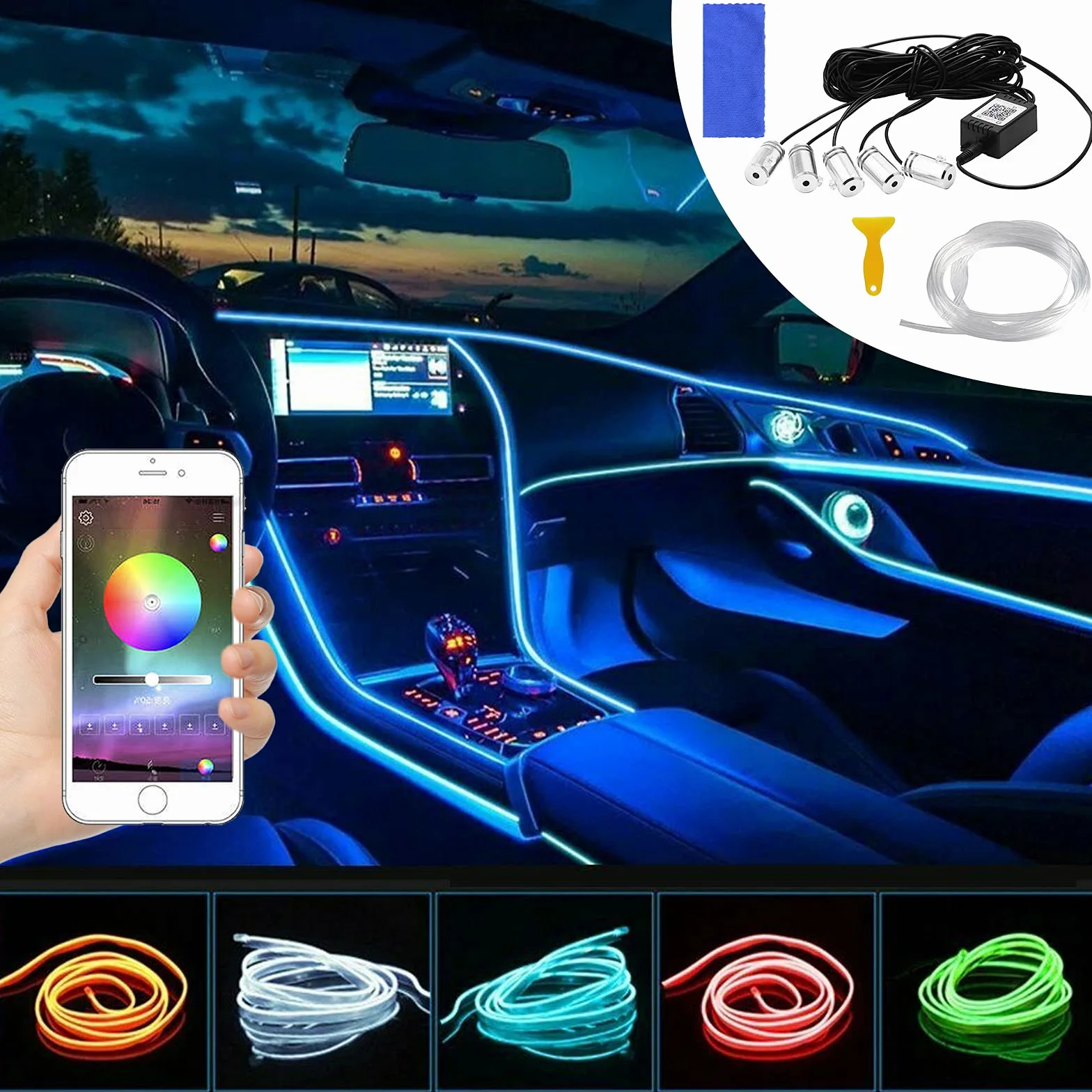 Taśma LED 6m RGB 16M kolorów aktywny dźwięk zestaw oświetlenia otoczenia Bluetooth