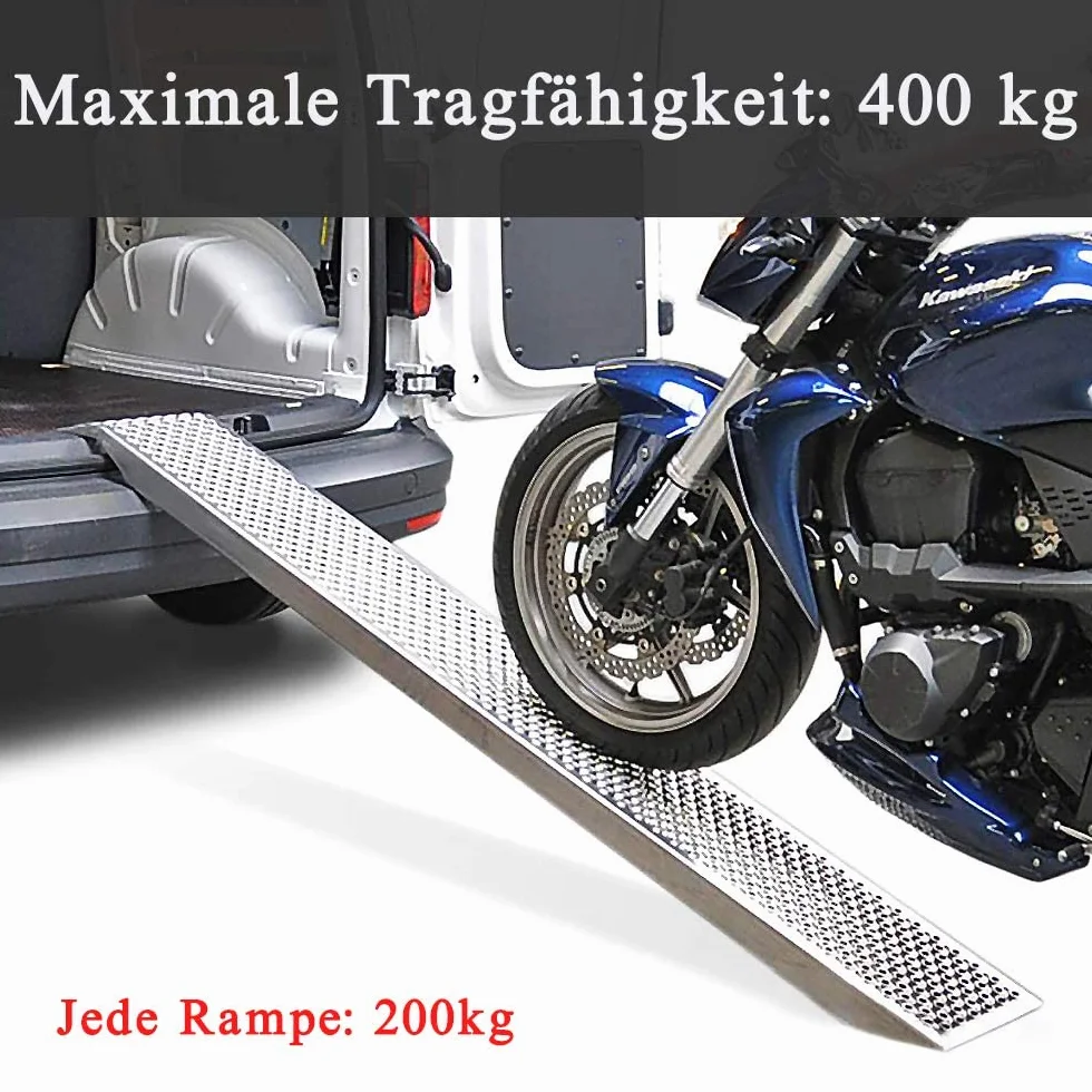 ACXIN 2 x rampa najazdowa, maks. 400 kg, stal ocynkowana, antypoślizgowa, do motocykla, ATV, quada, samochodu, 160 x 22,5 cm