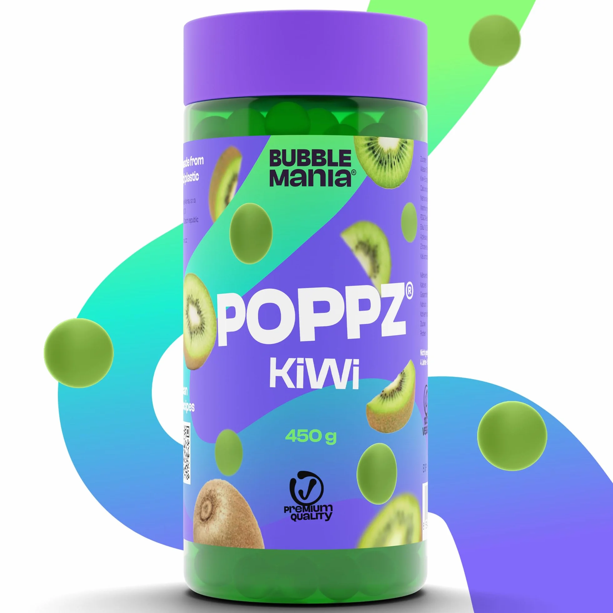 Bubble Mania Popping Boba Perły Owocowe Kiwi Kulki Tapioki 450g do Bubble Tea