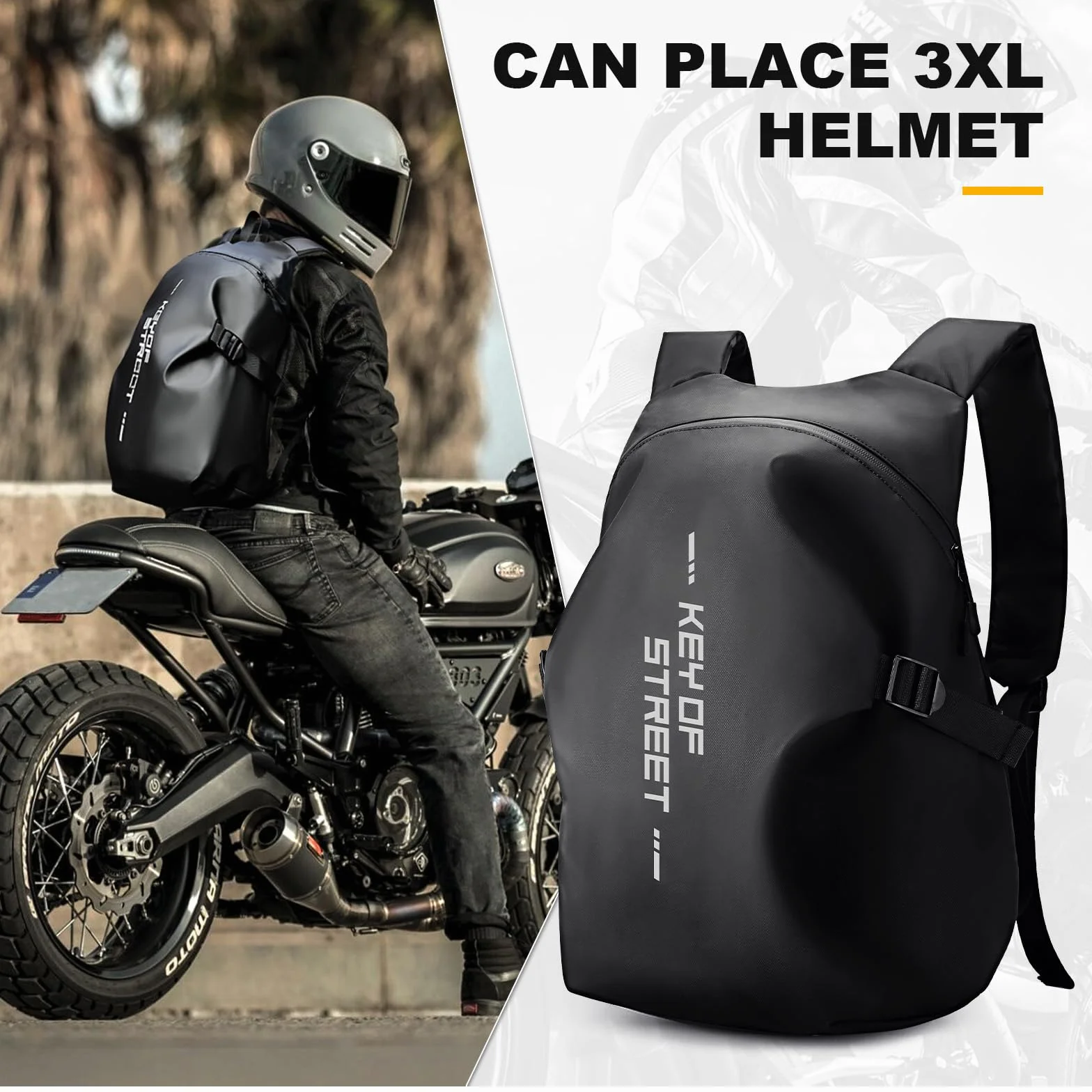 Plecak na Kask Motocyklowy dla Mężczyzn Kobiet Plecak Motocyklowy Torba na Kask Motocyklowy Wodoodporna Plecaki Motocyklowe Plecak na Kask Jeździecki Motorcycle Helmet Holder Case,Czarny L