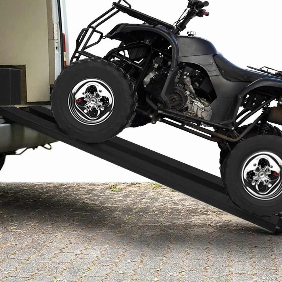 Aufun 2 x rampy do 400 kg antypoślizgowa rampa załadunkowa wykonana ze stali ocynkowanej, antypoślizgowa rampa załadunkowa do przyczep motocykl ATV quad, 160 x 23 cm (Czarny)