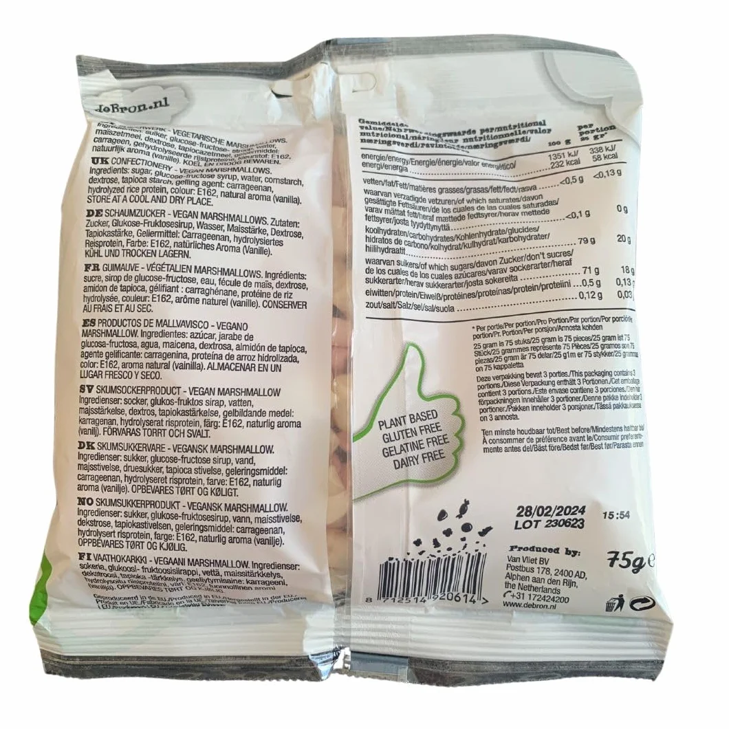 De Bron, lifestyle Candy wegańskie mini marsmallowy, 1 opakowanie, (1 x 75 g)
