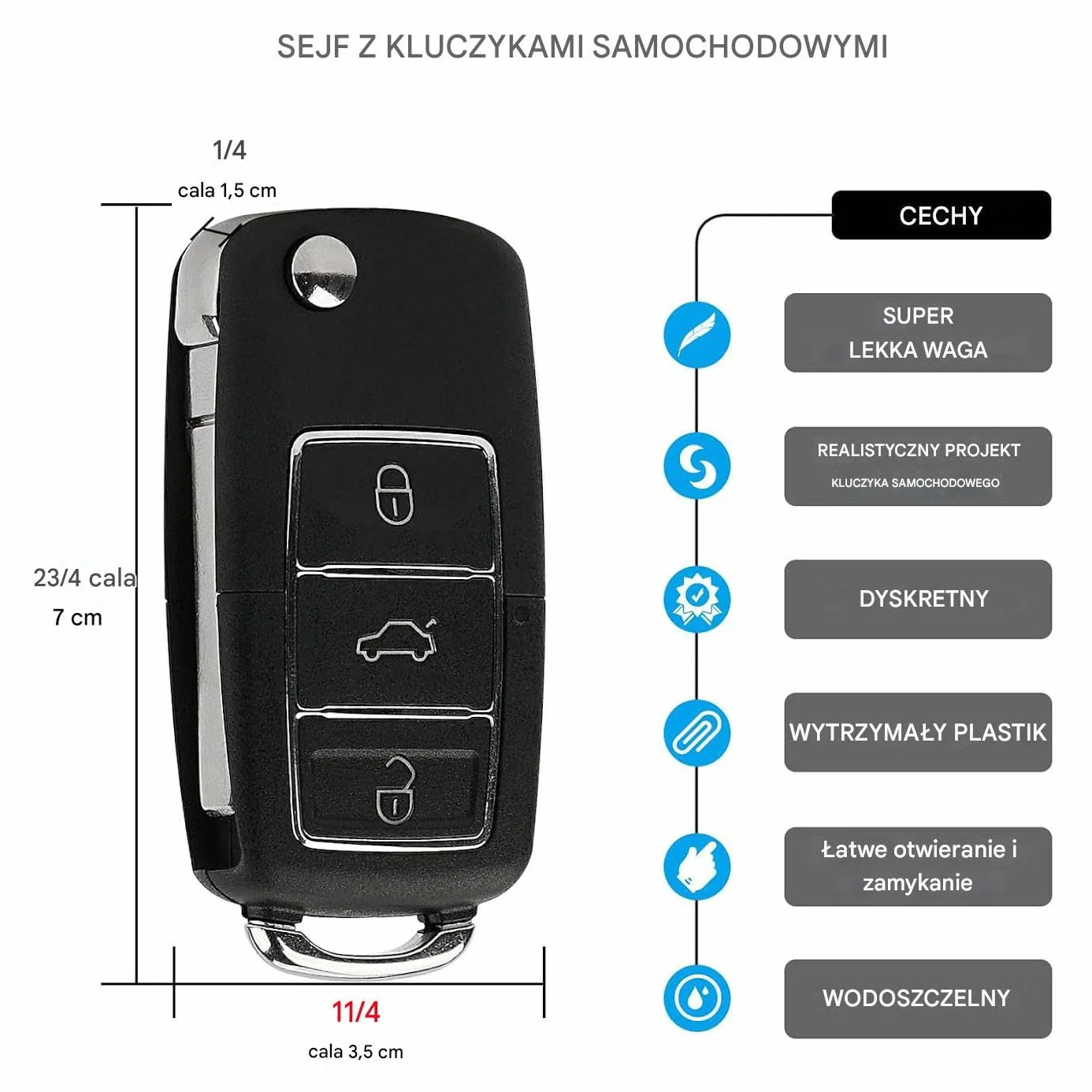Wodoodporne Pudełko Do Przechowywania w Kształcie Fałszywego Kluczyka Samochodowego - Skrytka Kieszonkowa
